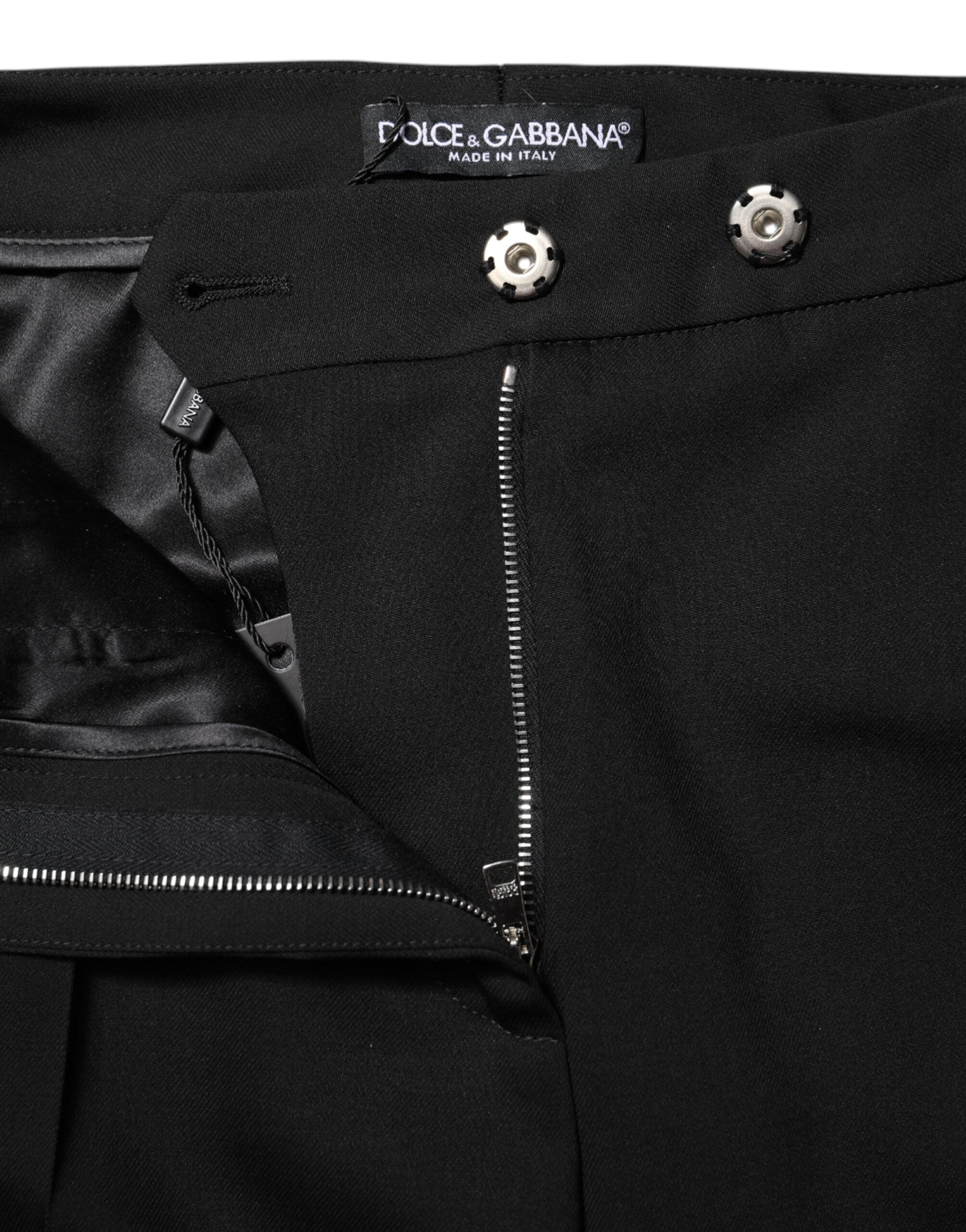 Dolce & Gabbana Black high-waisted flared trousers in wool-4