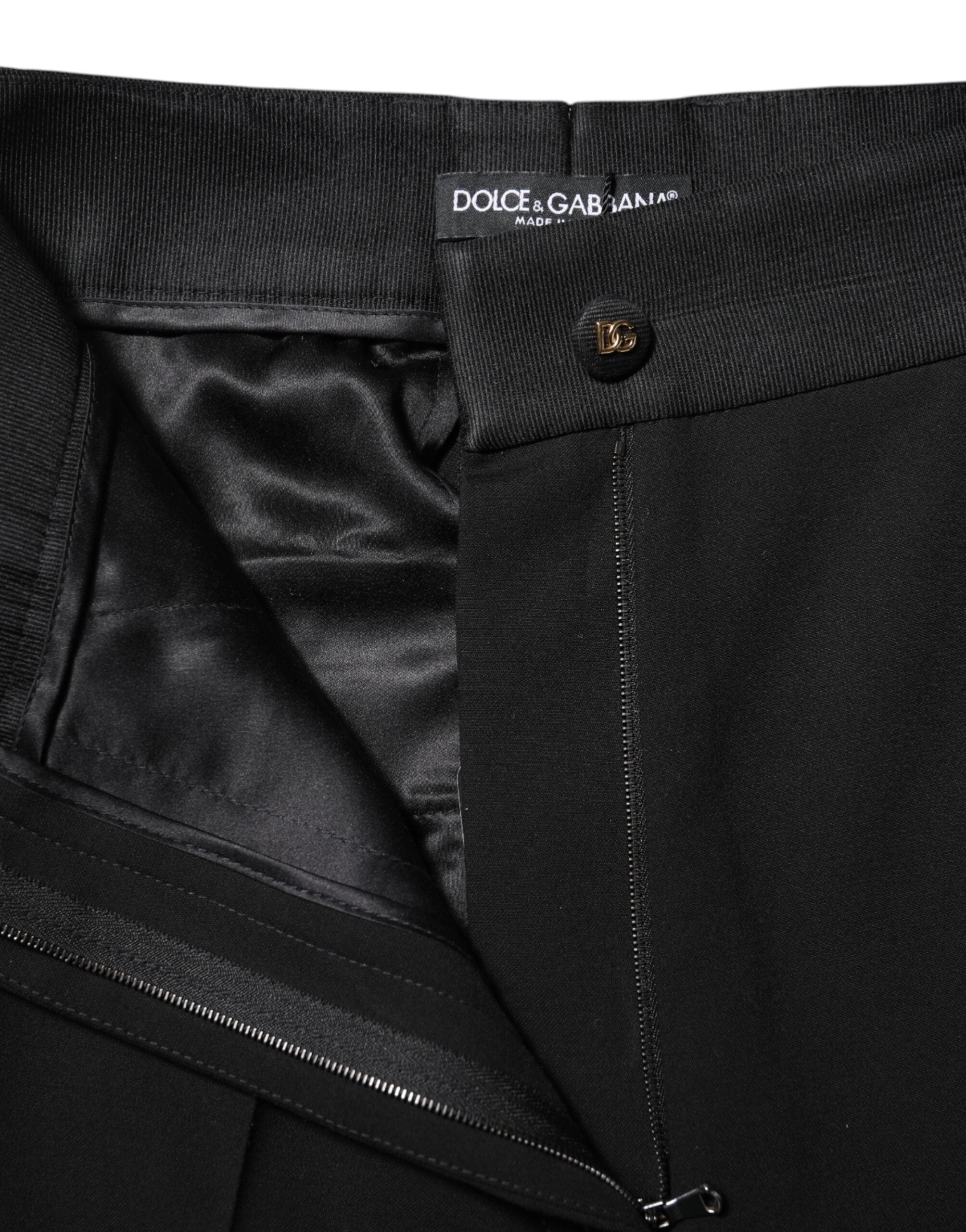 Dolce & Gabbana Black High-Waisted Skinny Wool Trousers-4