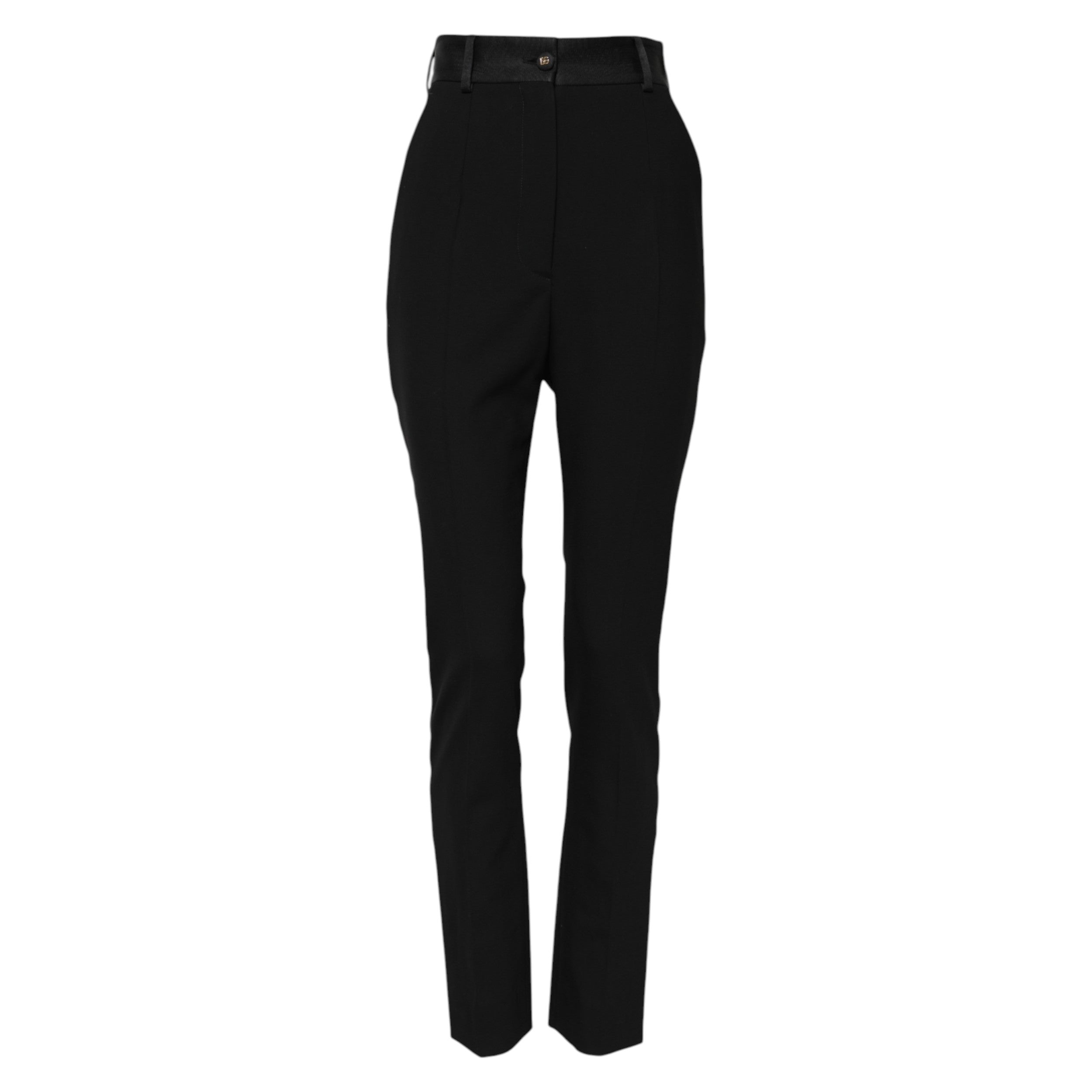 Dolce & Gabbana Black High-Waisted Skinny Wool Trousers-5