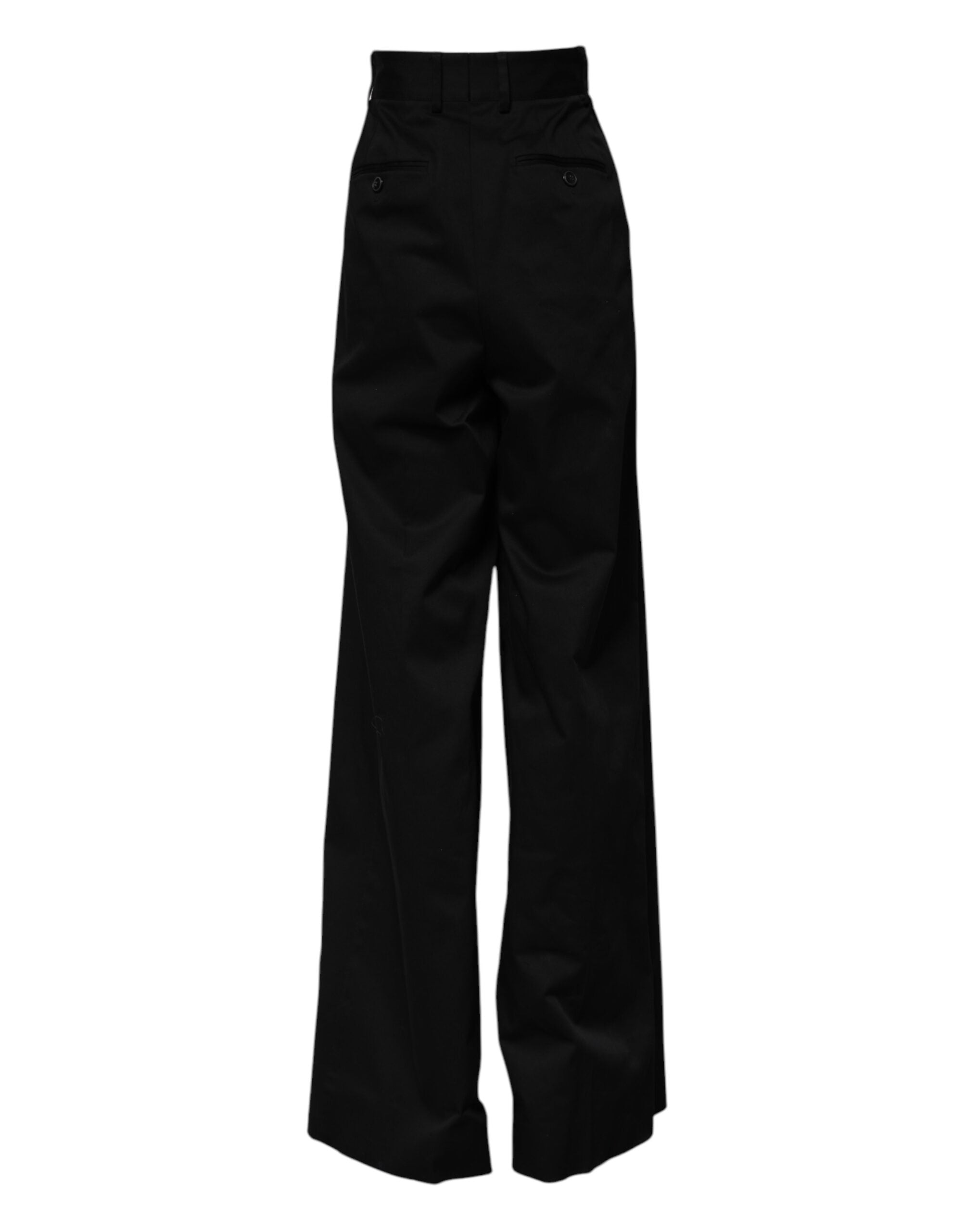 Dolce & Gabbana Schwarze Baumwoll-HighWaist-Hose mit weitem Bein-3