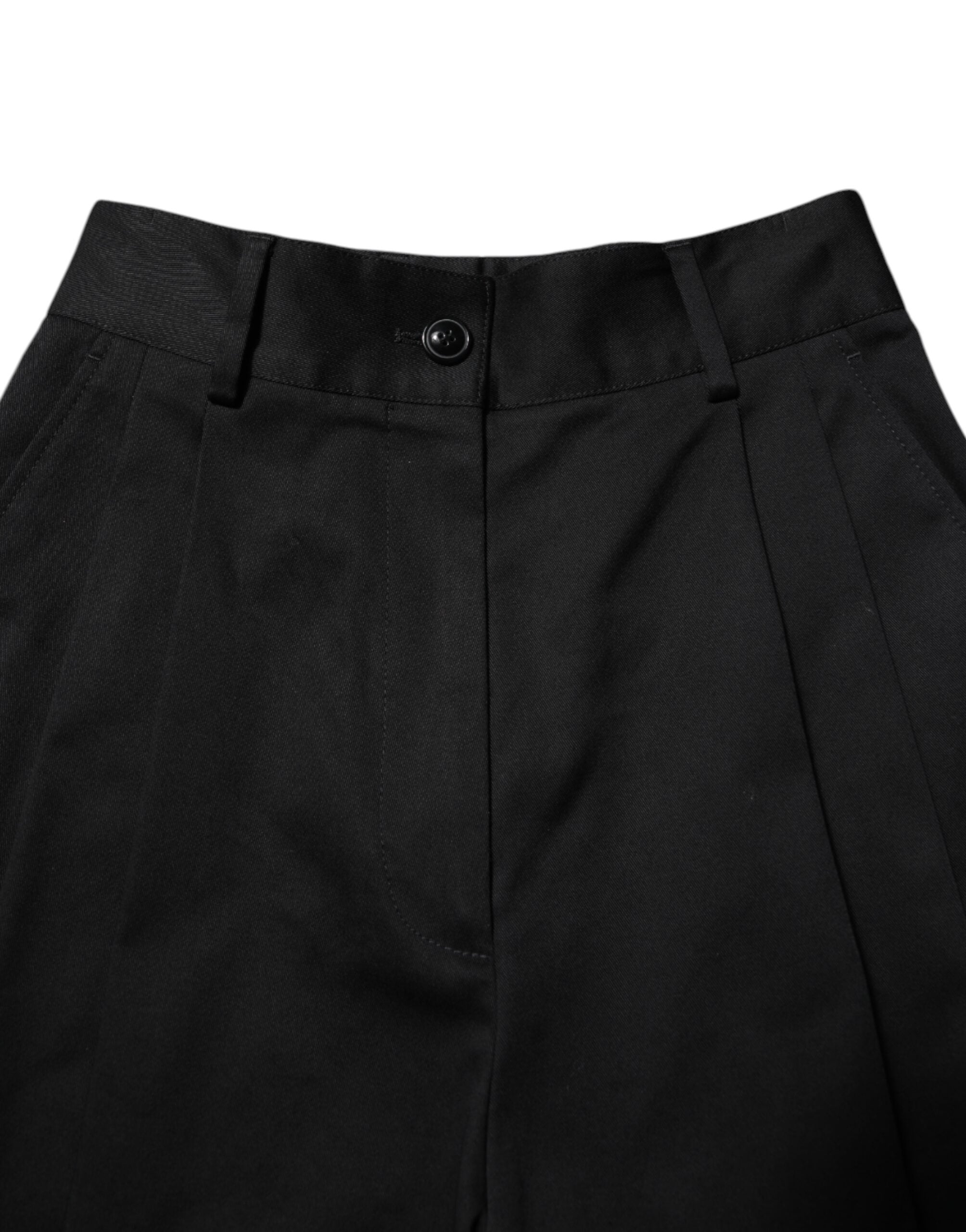 Dolce & Gabbana Schwarze Baumwoll-HighWaist-Hose mit weitem Bein-4