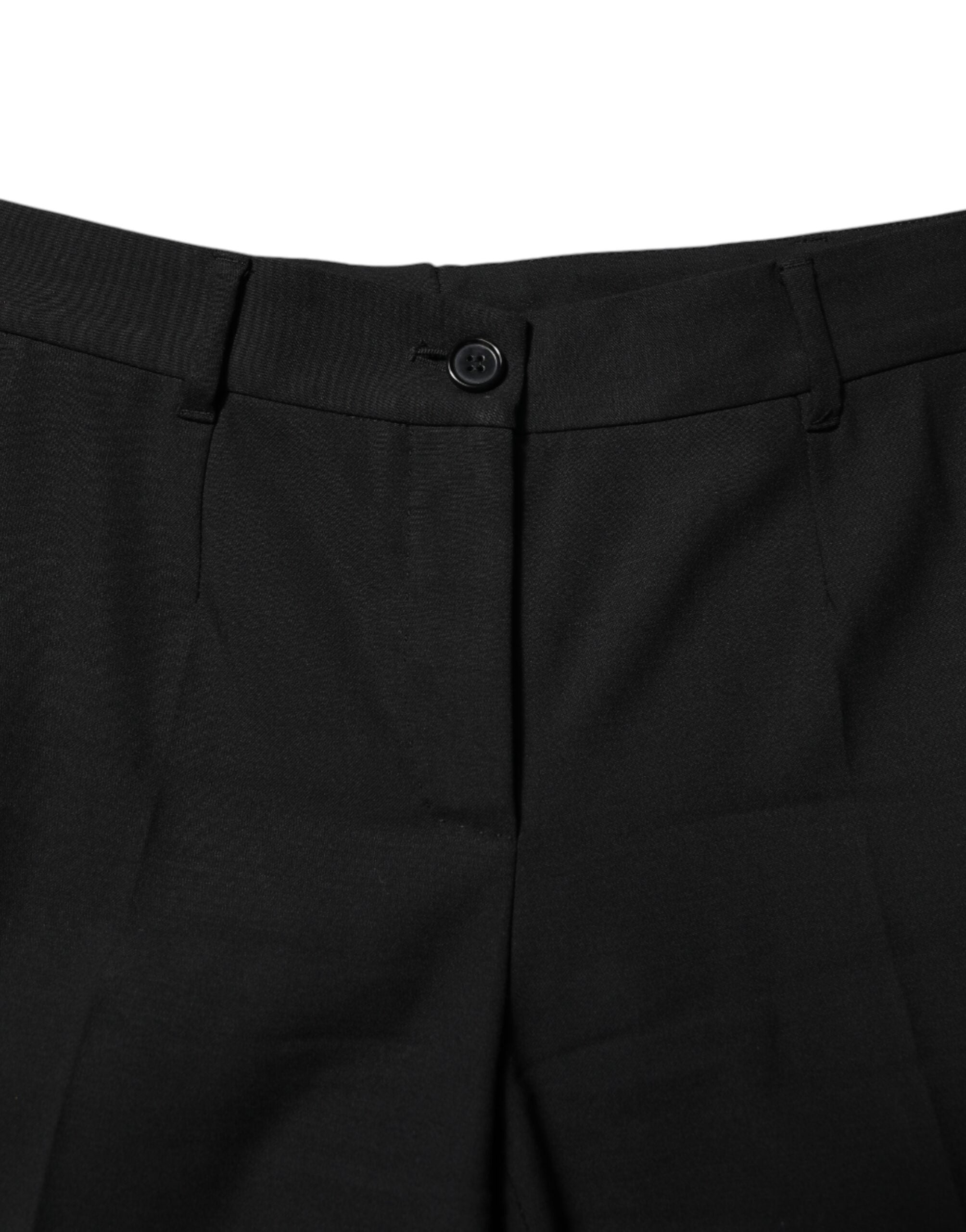 Dolce & Gabbana Schwarze taillierte Hose aus Wolle-4