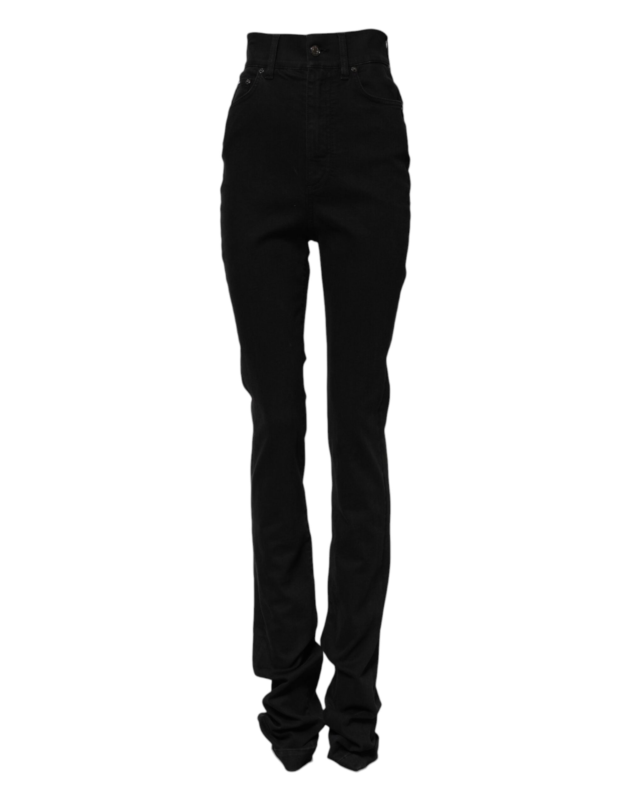 Dolce & Gabbana Schwarze Skinny Denim-Jeans mit hoher Taille aus Baumwolle-1