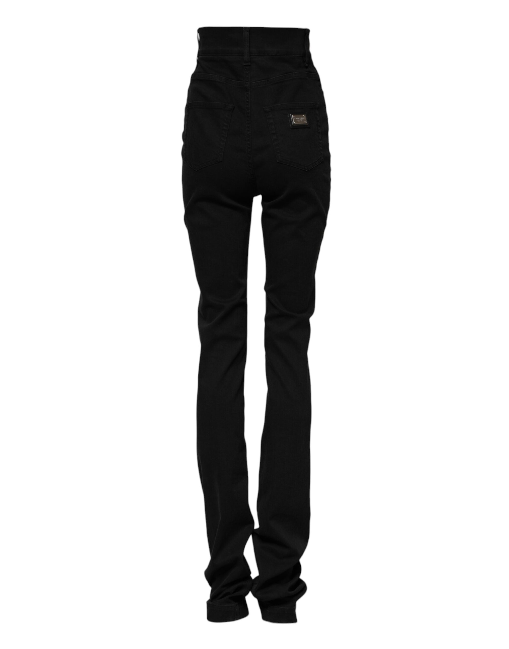 Dolce & Gabbana Schwarze Skinny Denim-Jeans mit hoher Taille aus Baumwolle-3
