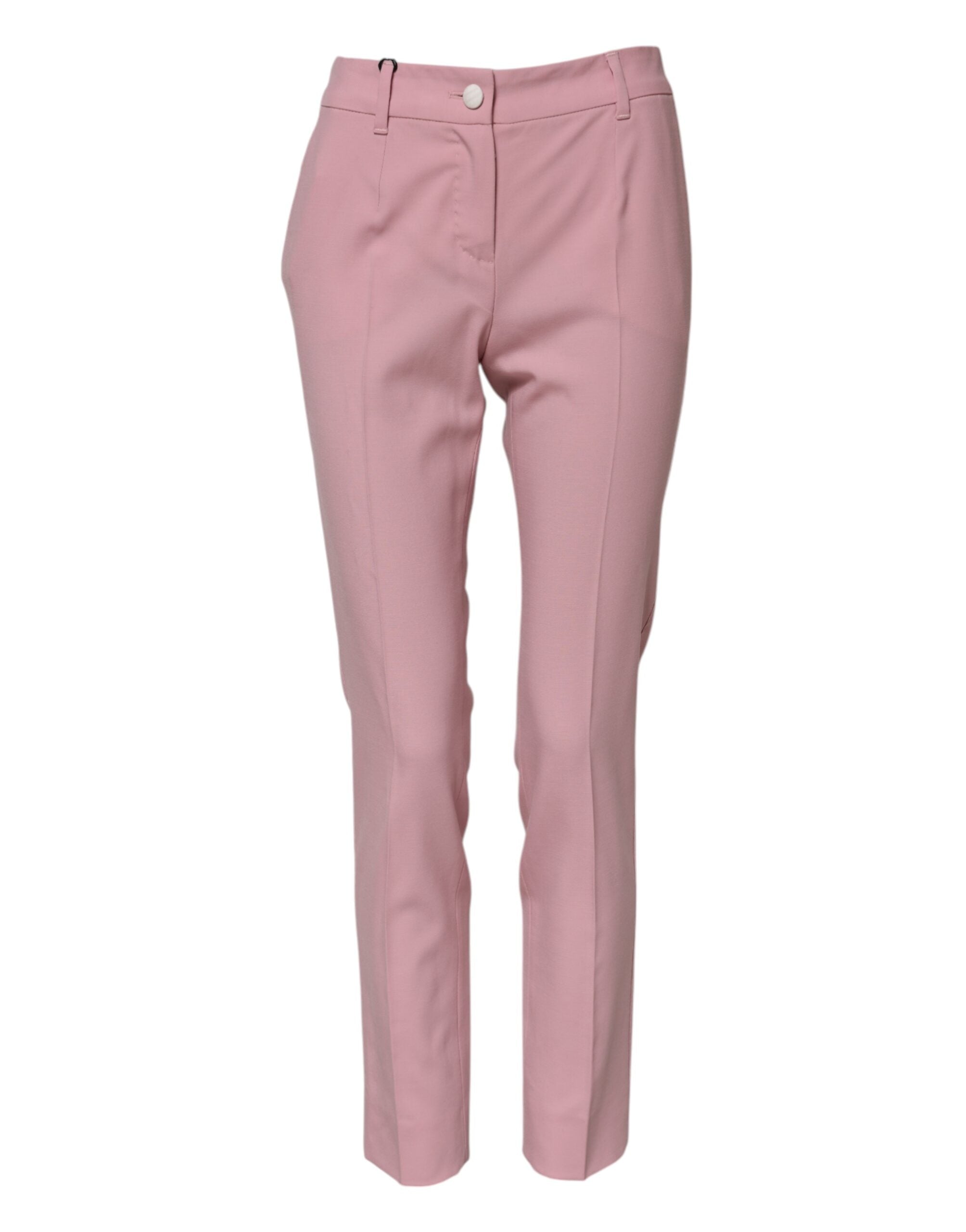 Dolce & Gabbana pink wool trousers with a high waist and tapered leg
