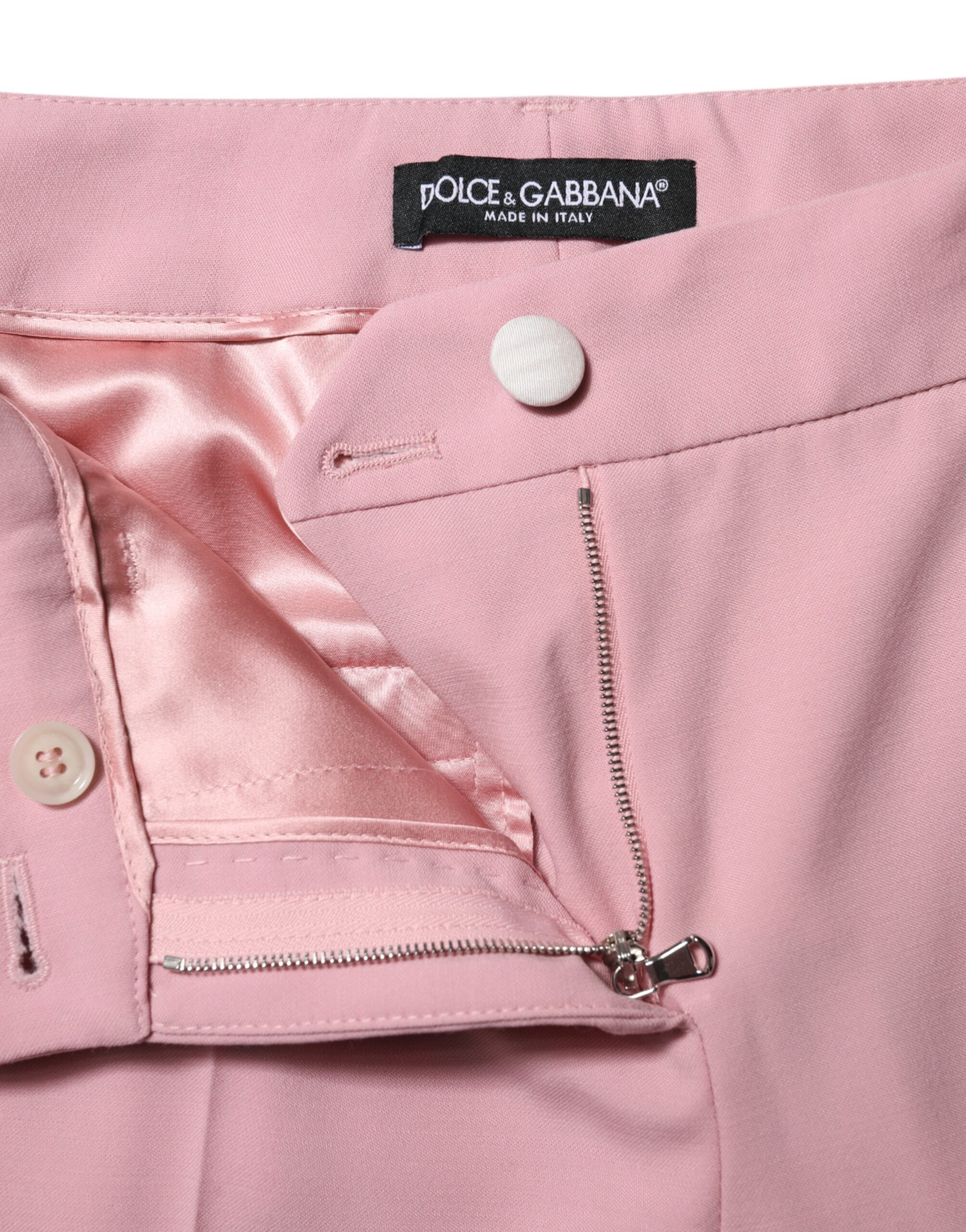 Dolce & Gabbana Rosa Wollhose mit hoher Taille und konisch zulaufender Hose-4