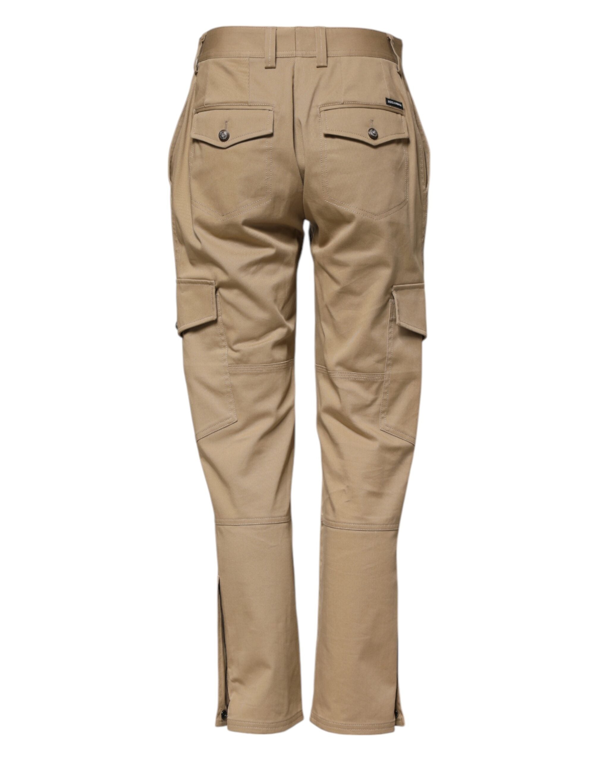Pantalones cargo cónicos de cintura media en beige de Dolce & Gabbana-3