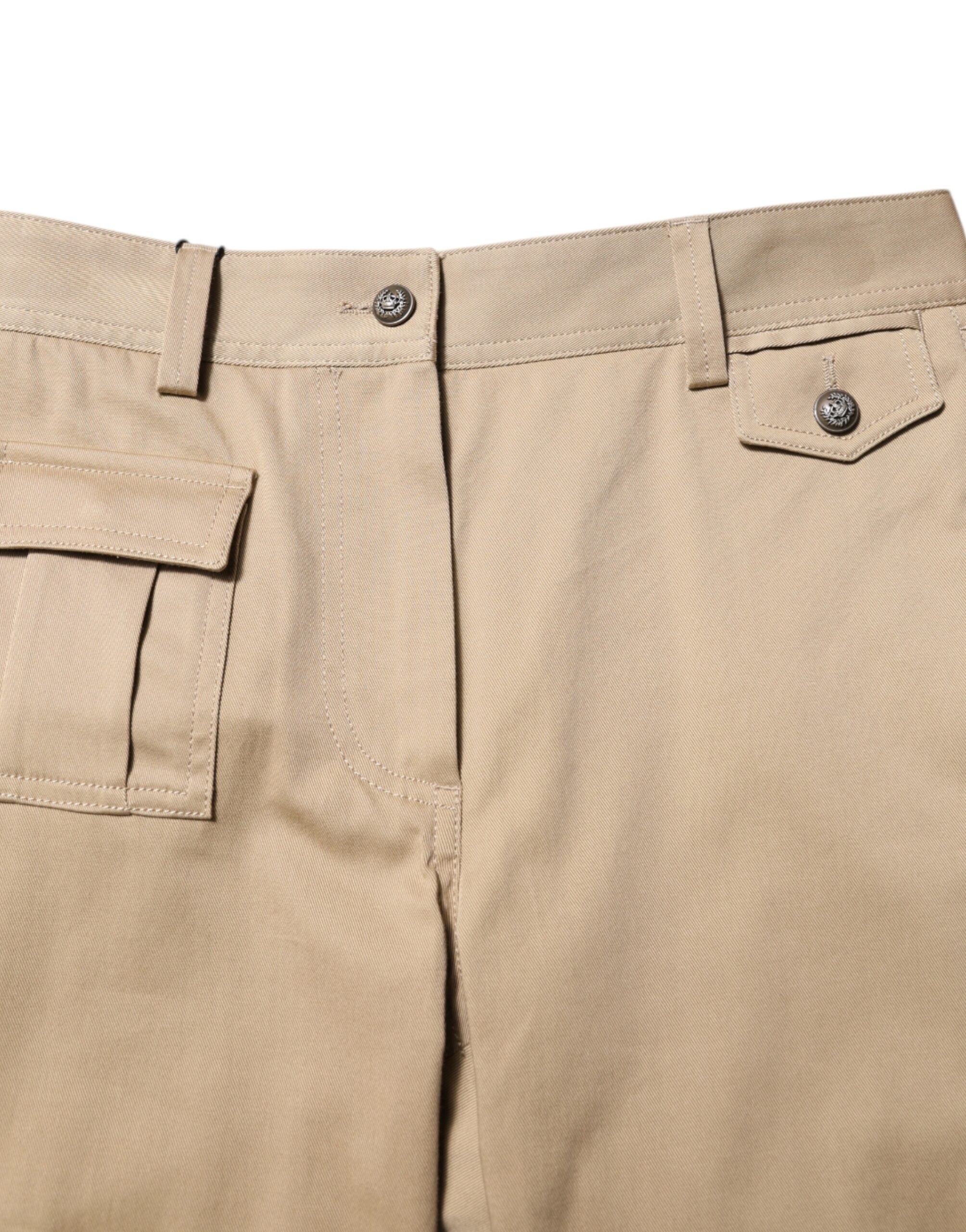 Pantalones cargo cónicos de cintura media en beige de Dolce & Gabbana-4