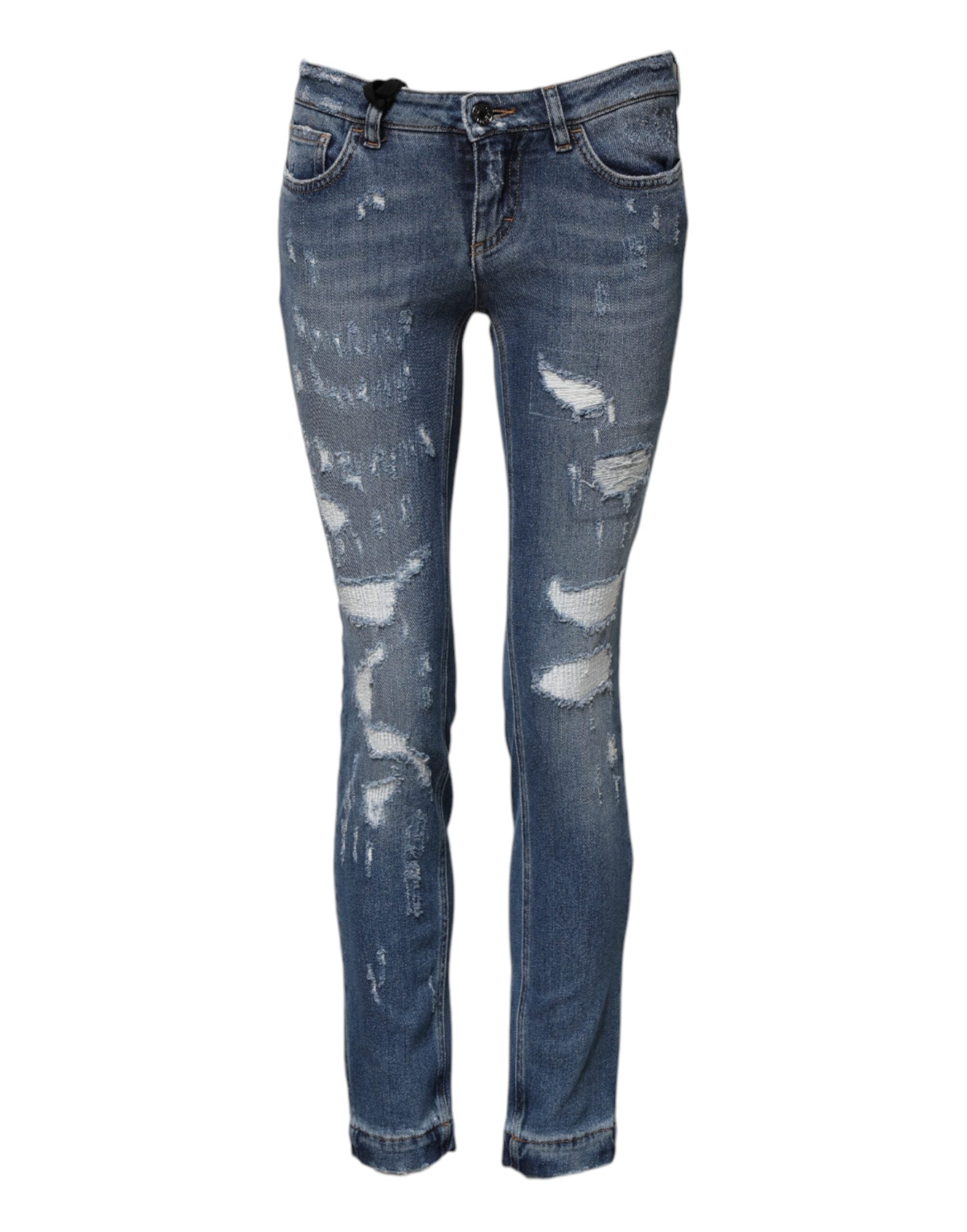 Dolce & Gabbana Blaue PRETTY Zerrissene Skinny Denim Jeans-2
