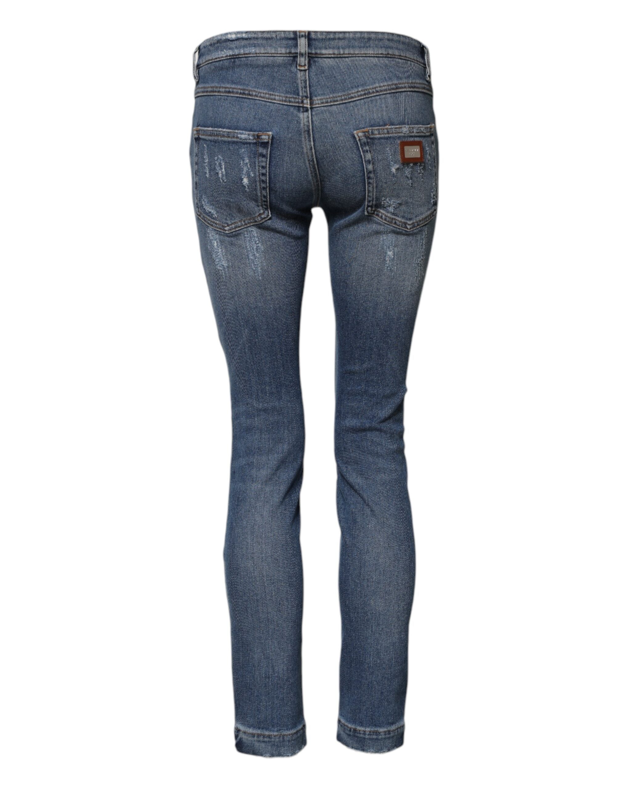 Dolce & Gabbana Blaue PRETTY Zerrissene Skinny Denim Jeans-3