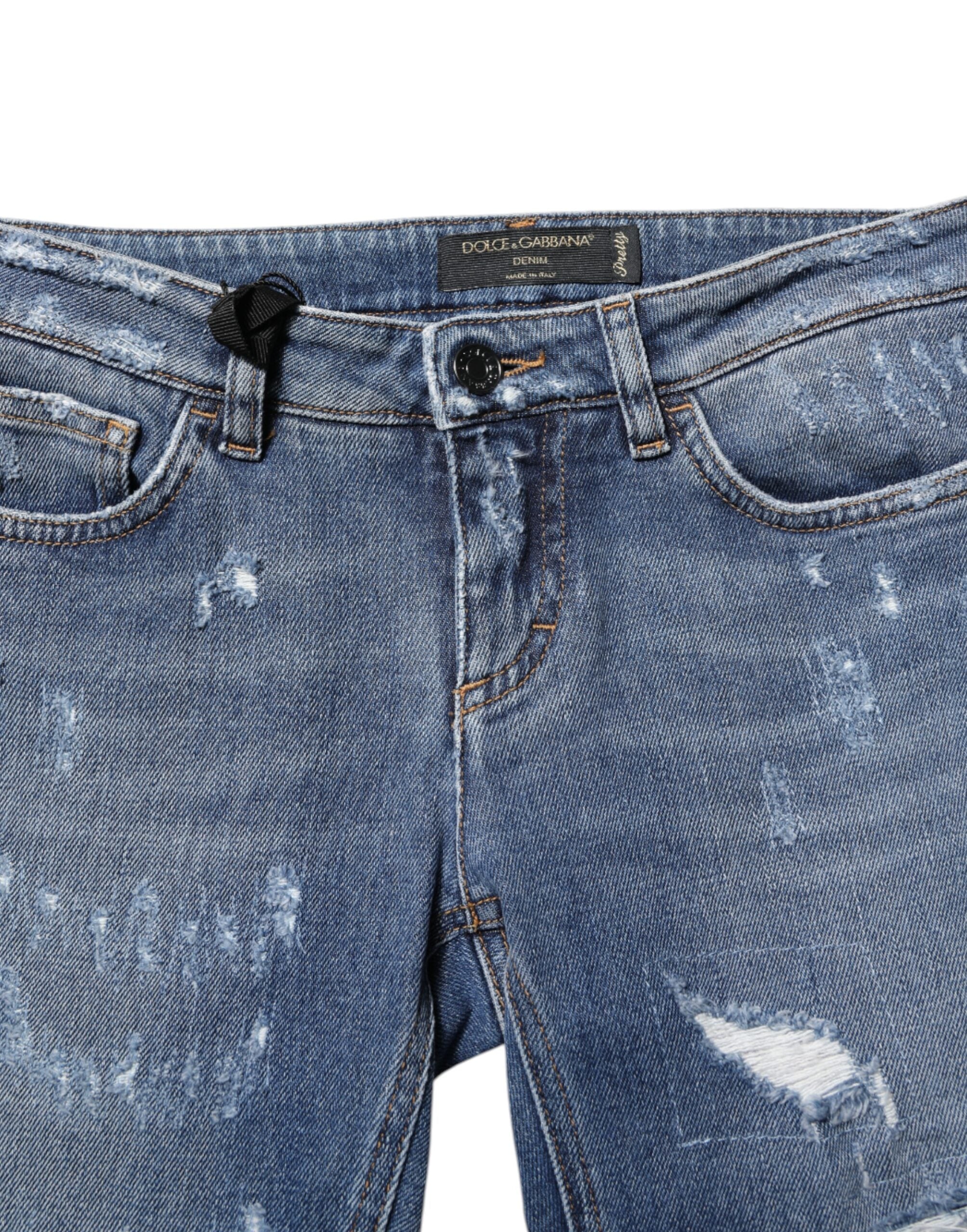 Dolce & Gabbana Blaue PRETTY Zerrissene Skinny Denim Jeans-4