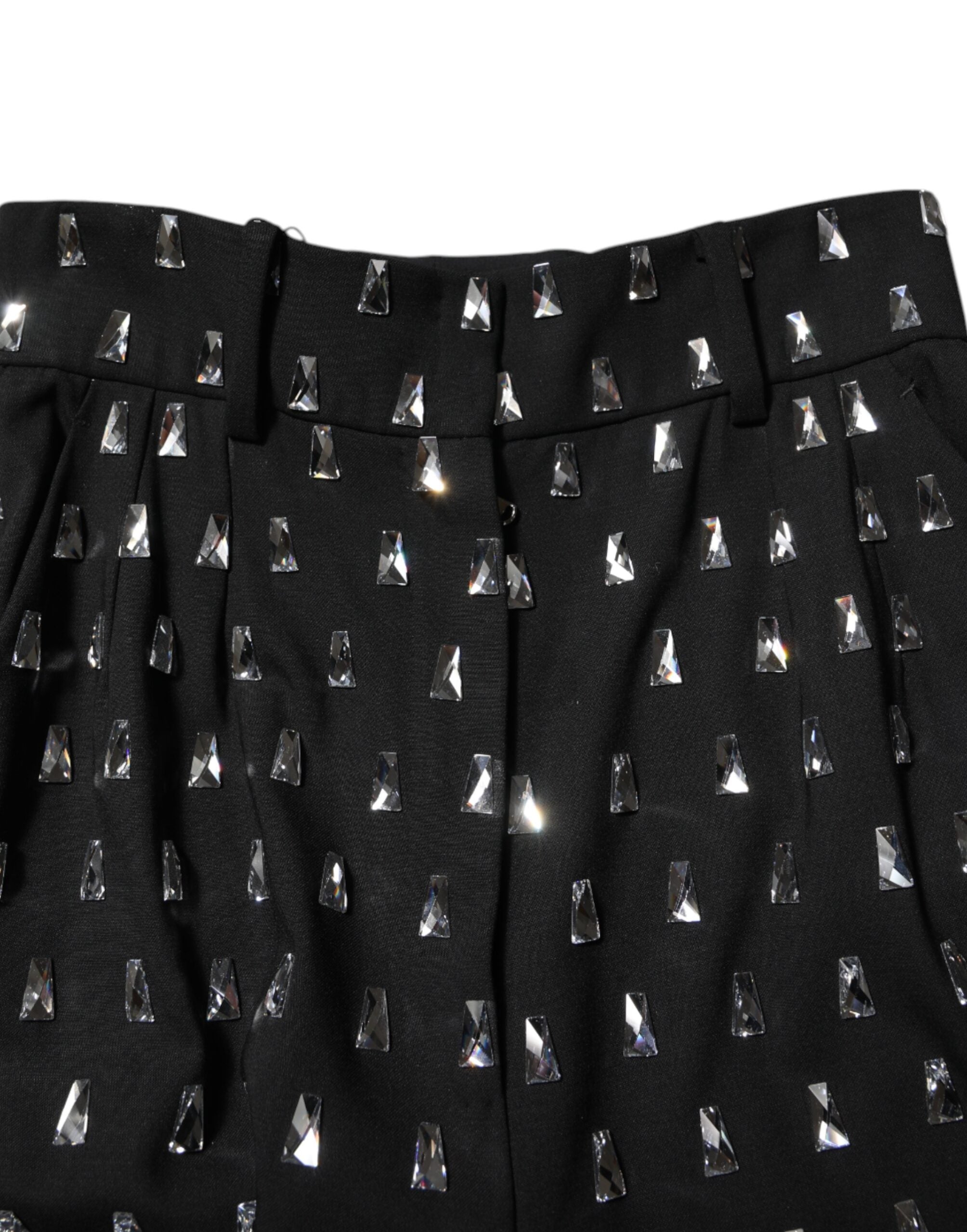 Dolce & Gabbana Black, crystal-embellished wide-leg trousers-4
