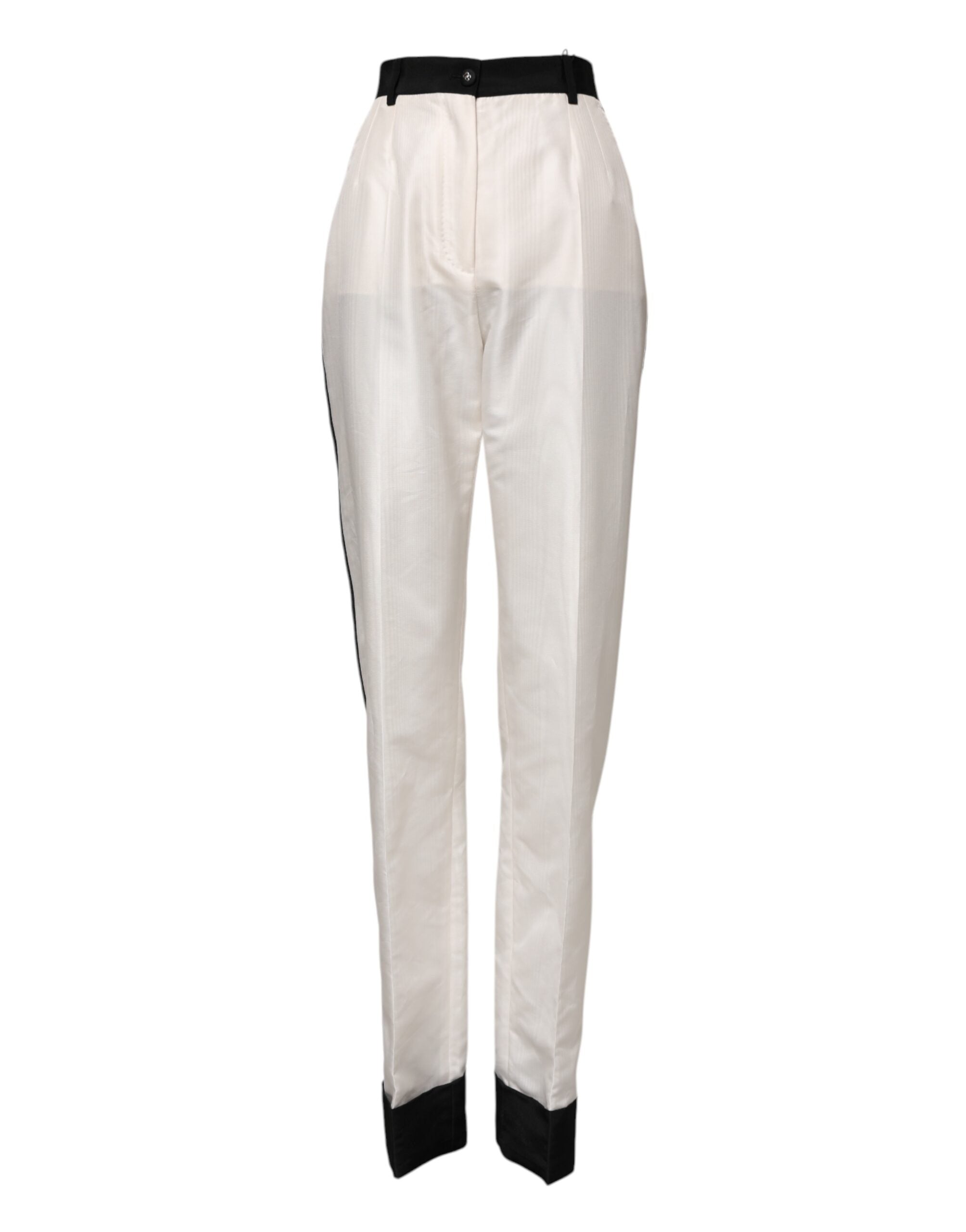Pantalón de vestir recto blanco de cintura alta de Dolce & Gabbana-2