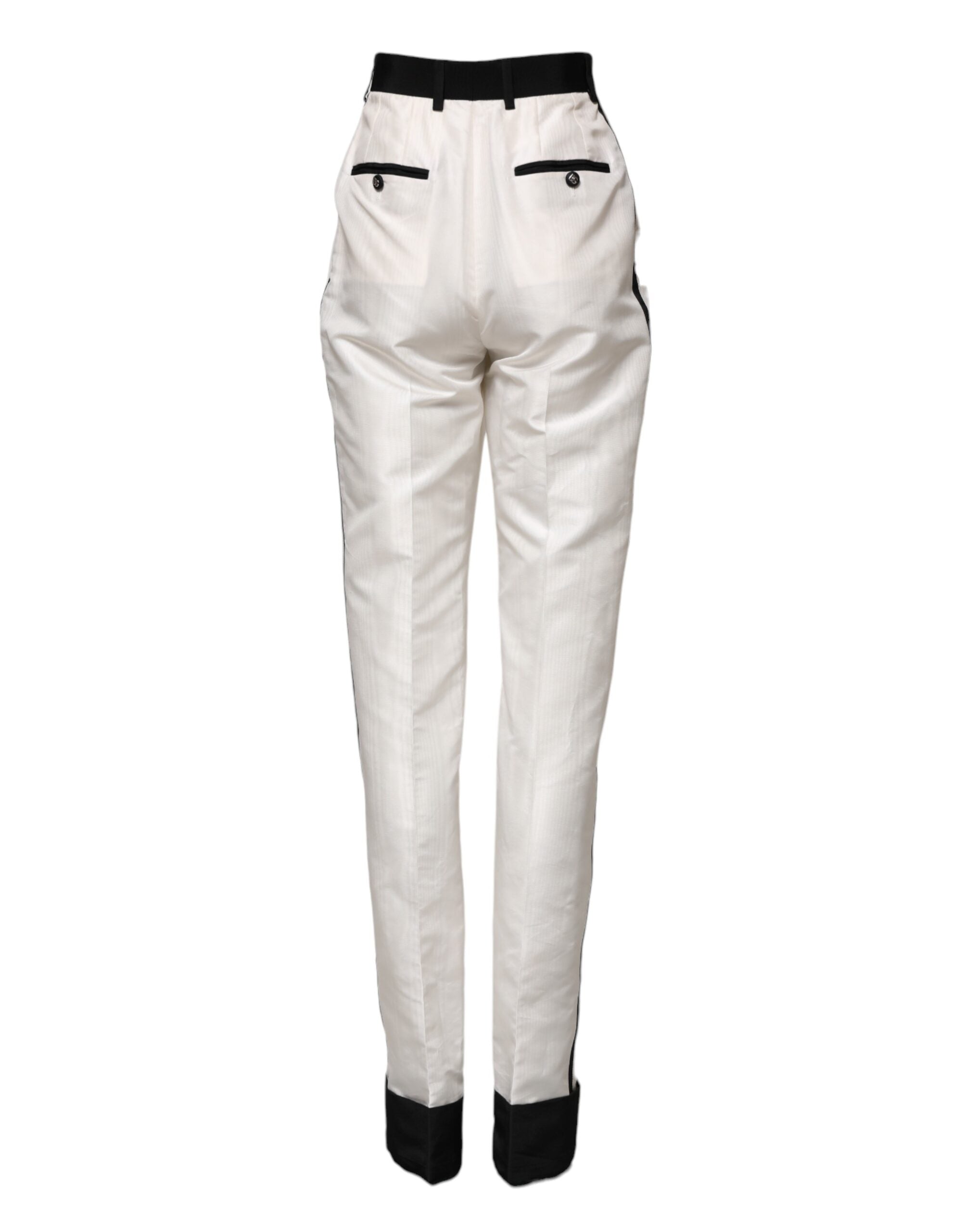 Pantalón de vestir recto blanco de cintura alta de Dolce & Gabbana-3