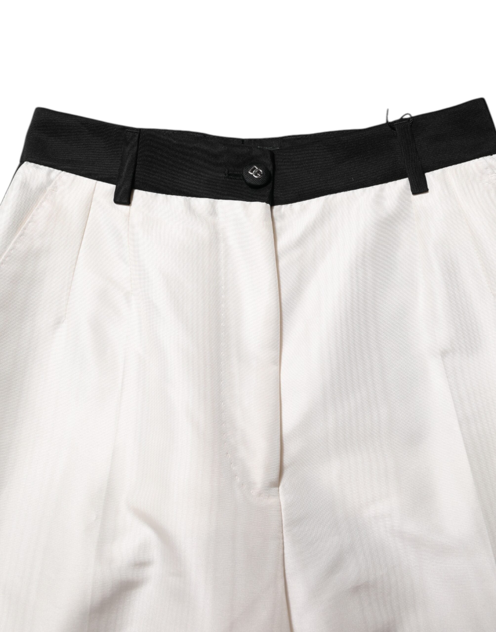 Pantalón de vestir recto blanco de cintura alta de Dolce & Gabbana-4