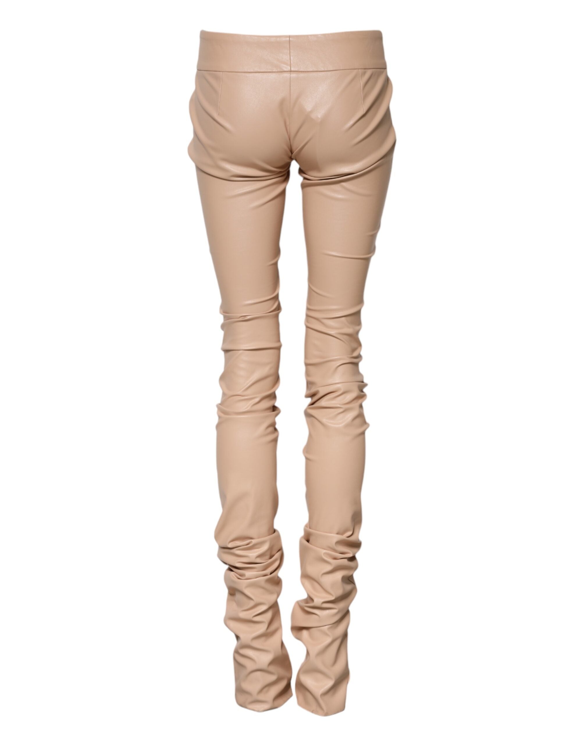 Dolce & Gabbana Beige Lace Details Mid-Waist Skinny Trousers-3
