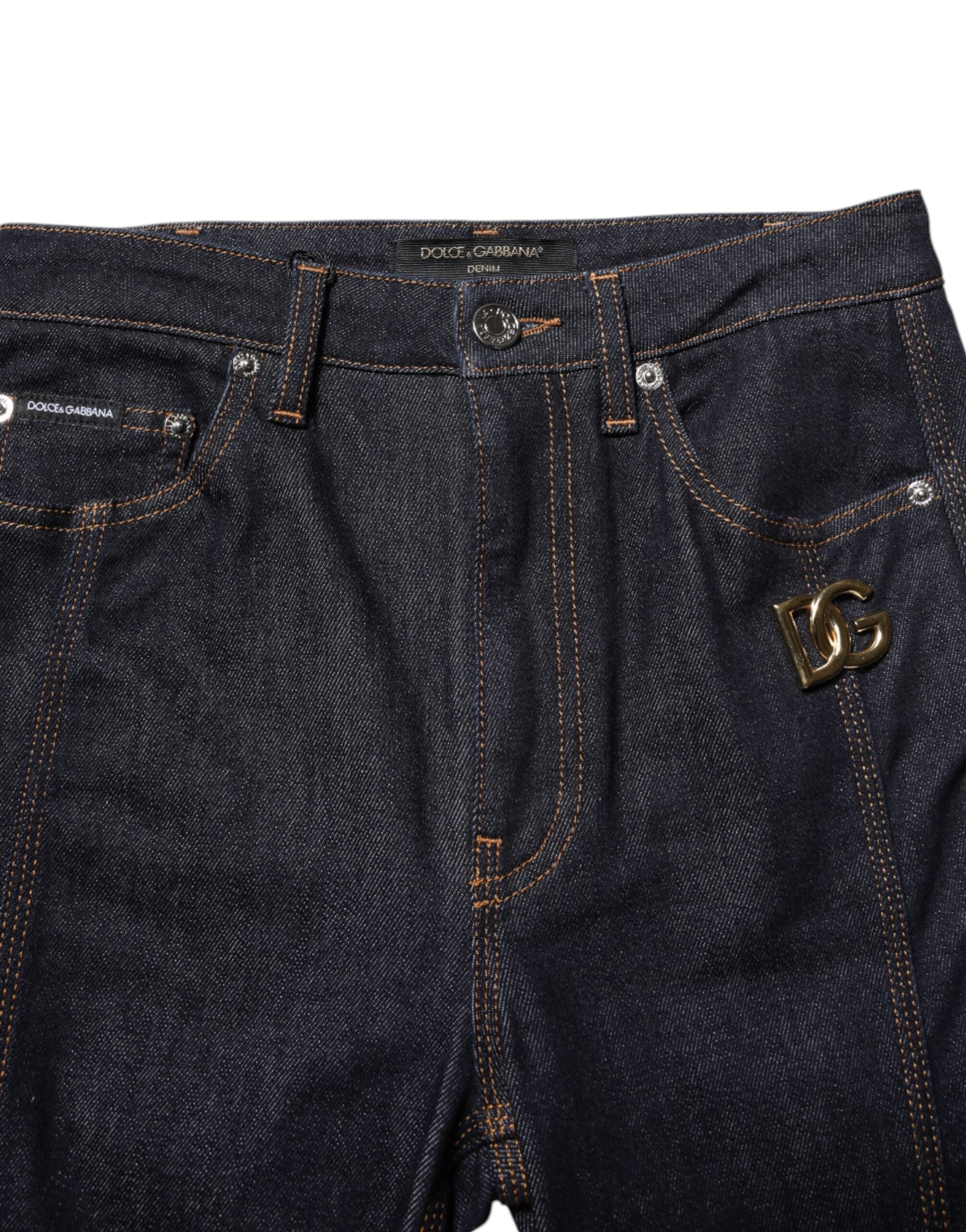 Dolce & Gabbana Schwarze Bootcut-Denim-Jeans aus Baumwolle mit mittlerer Taille-4