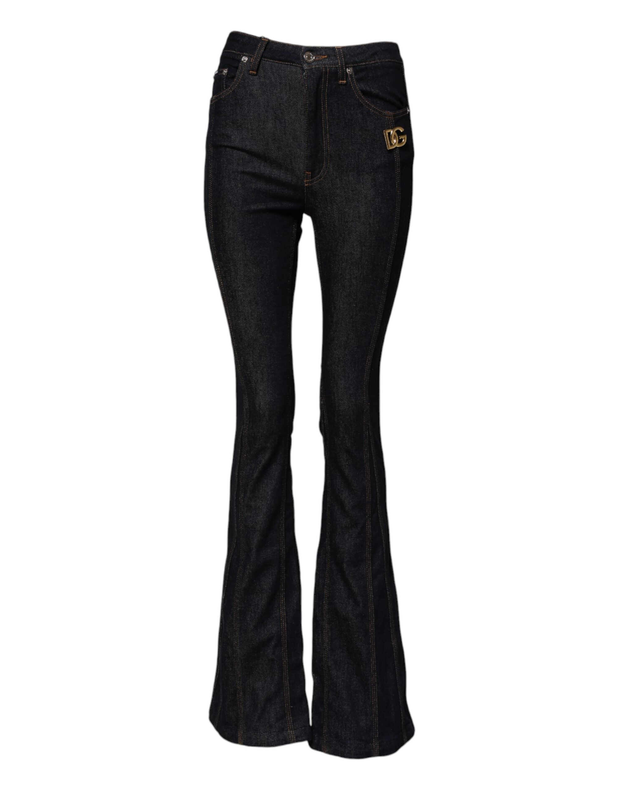 Dolce & Gabbana Schwarze Bootcut-Denim-Jeans aus Baumwolle mit mittlerer Taille-2