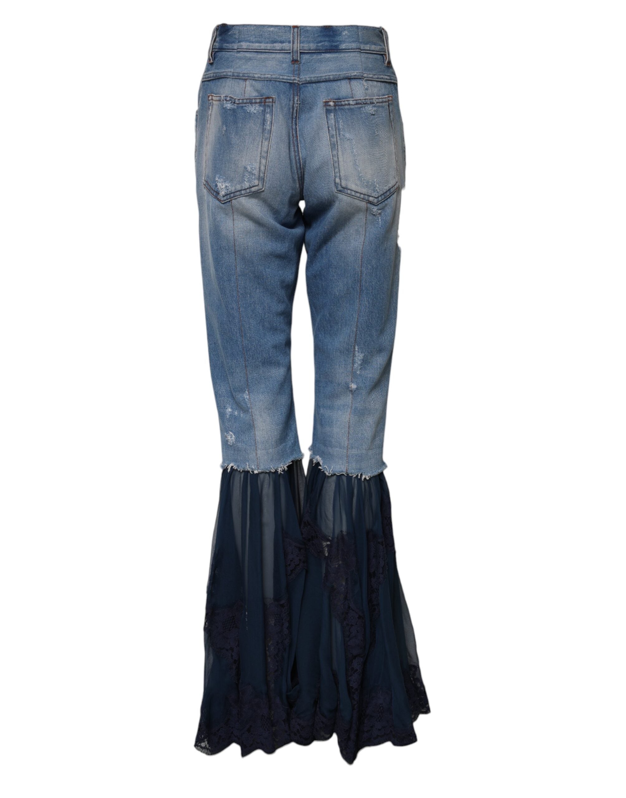 Dolce & Gabbana Blaue Denim-Jeans mit hoher Taille aus Baumwolle-3