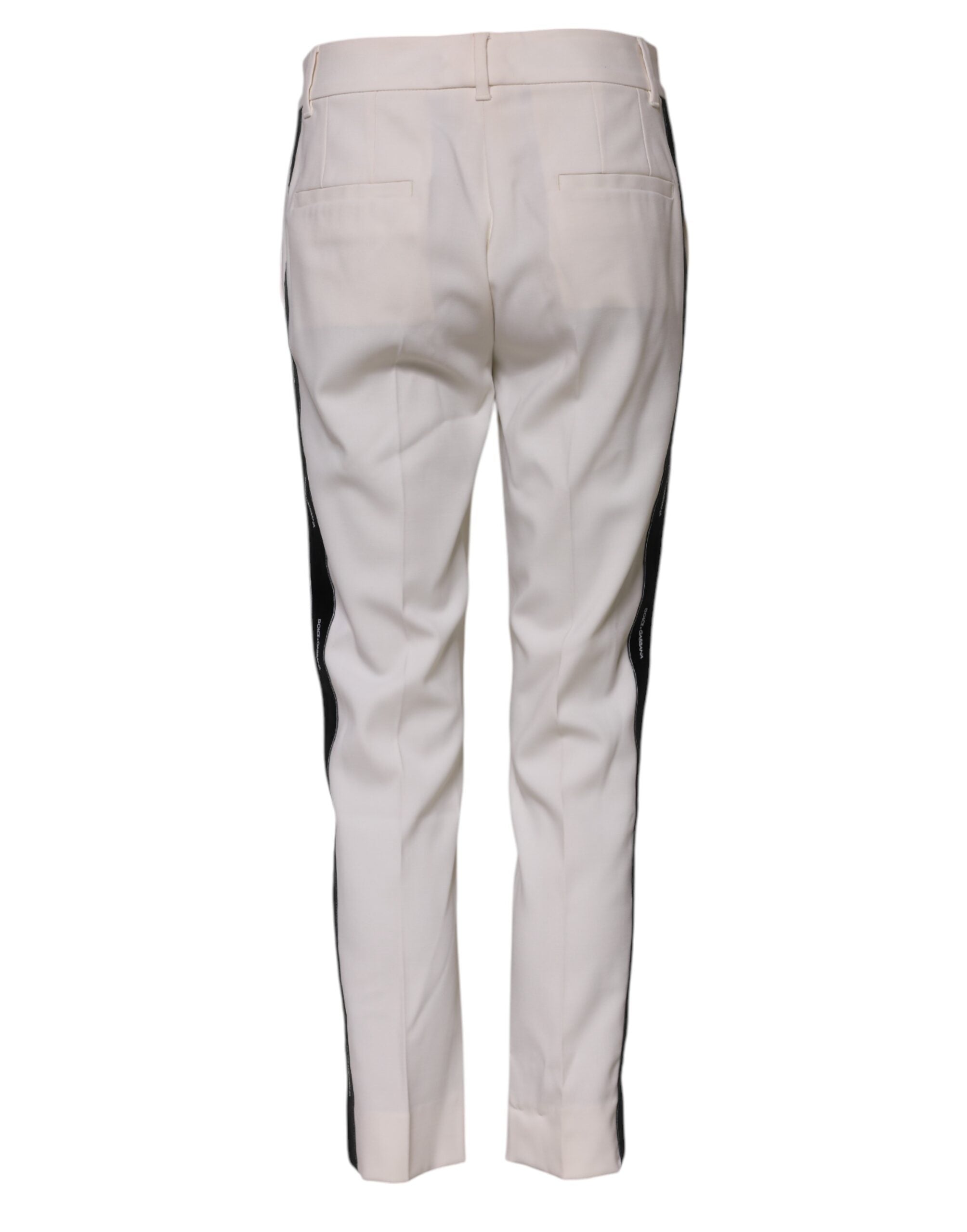 Dolce & Gabbana Weiße konisch zulaufende Hose aus Wolle mit mittlerer Taille-3