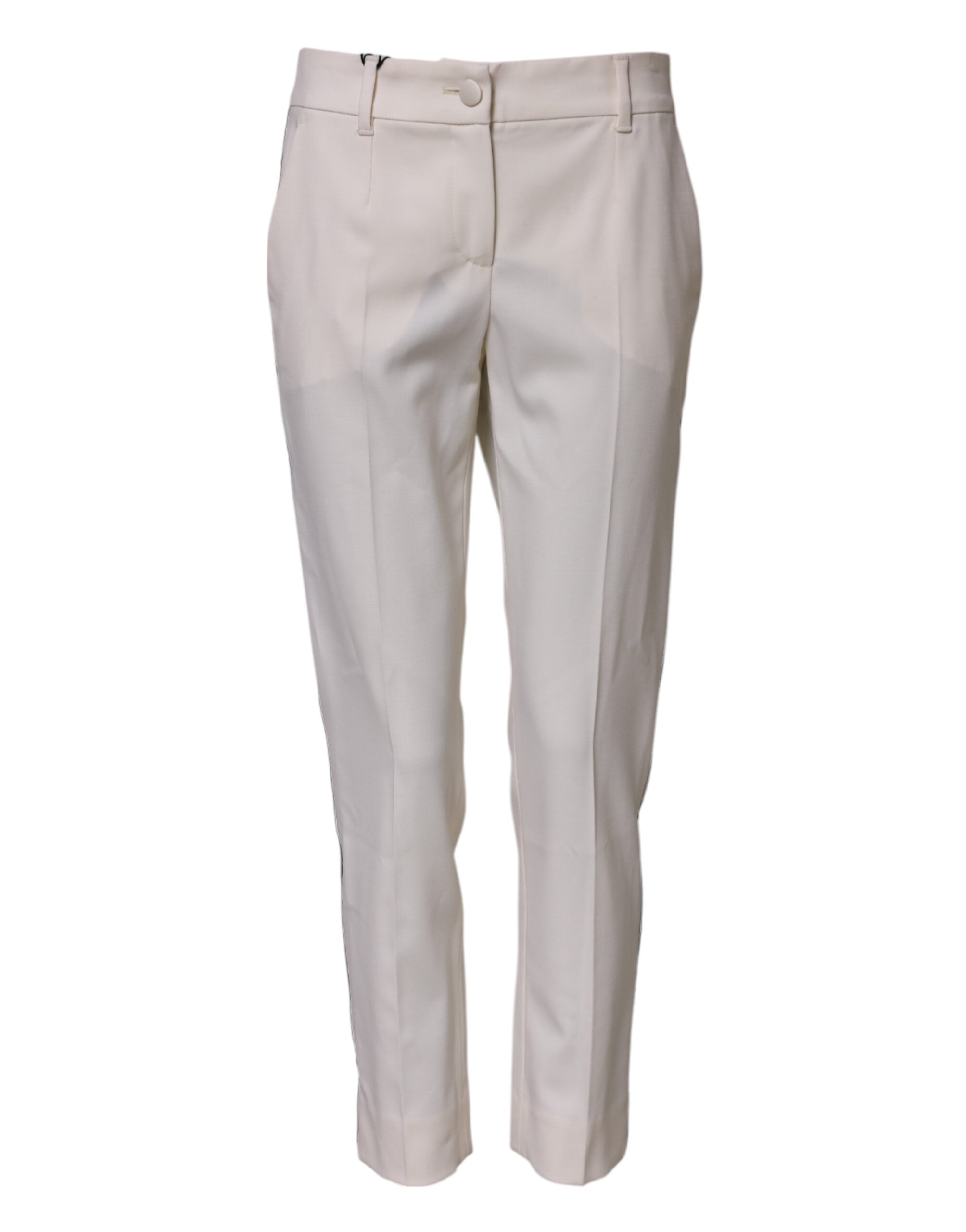 Dolce & Gabbana Weiße konisch zulaufende Hose aus Wolle mit mittlerer Taille-2