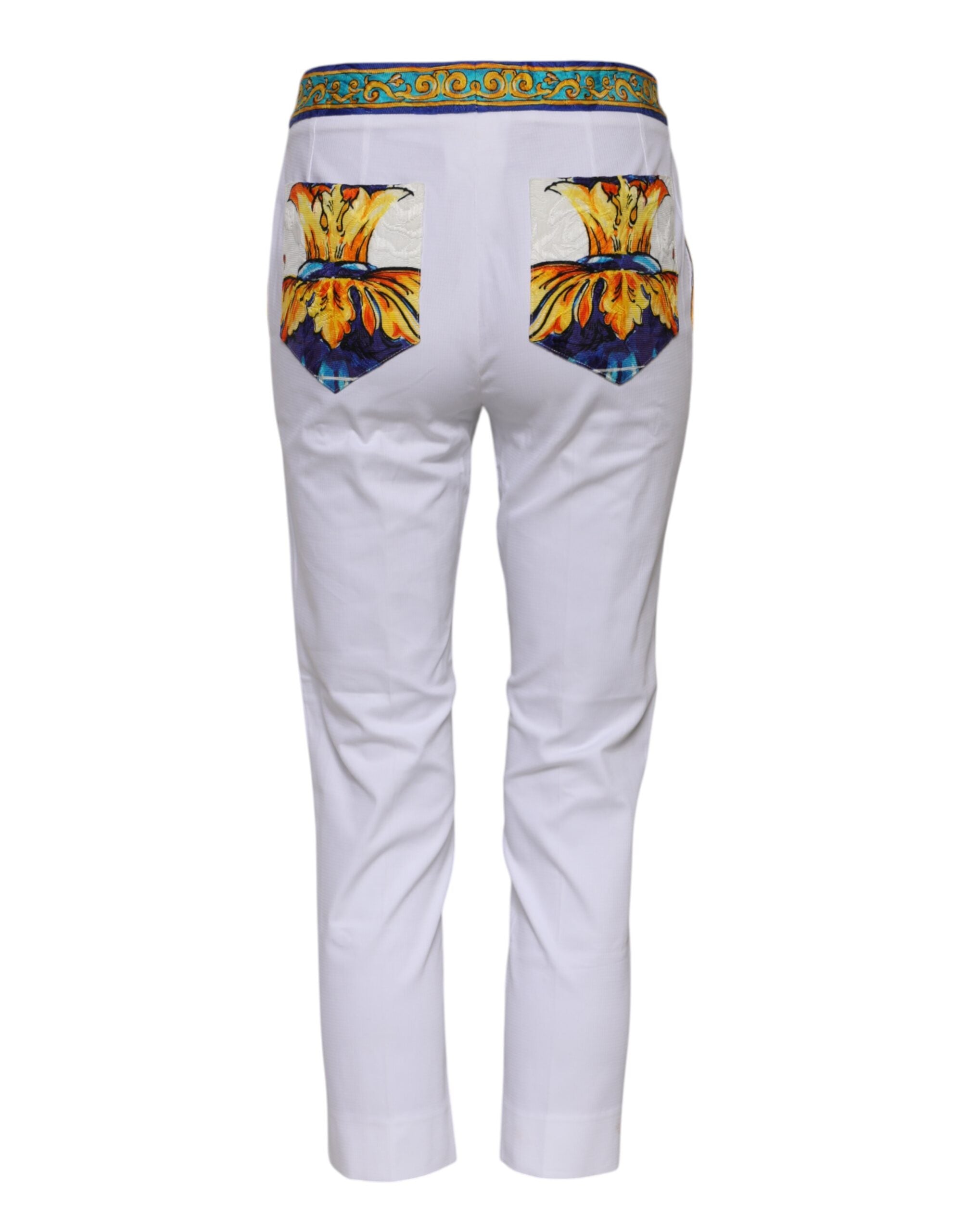 Dolce & Gabbana Weiße konisch zulaufende Hose aus Baumwolle mit mittlerer Taille-3