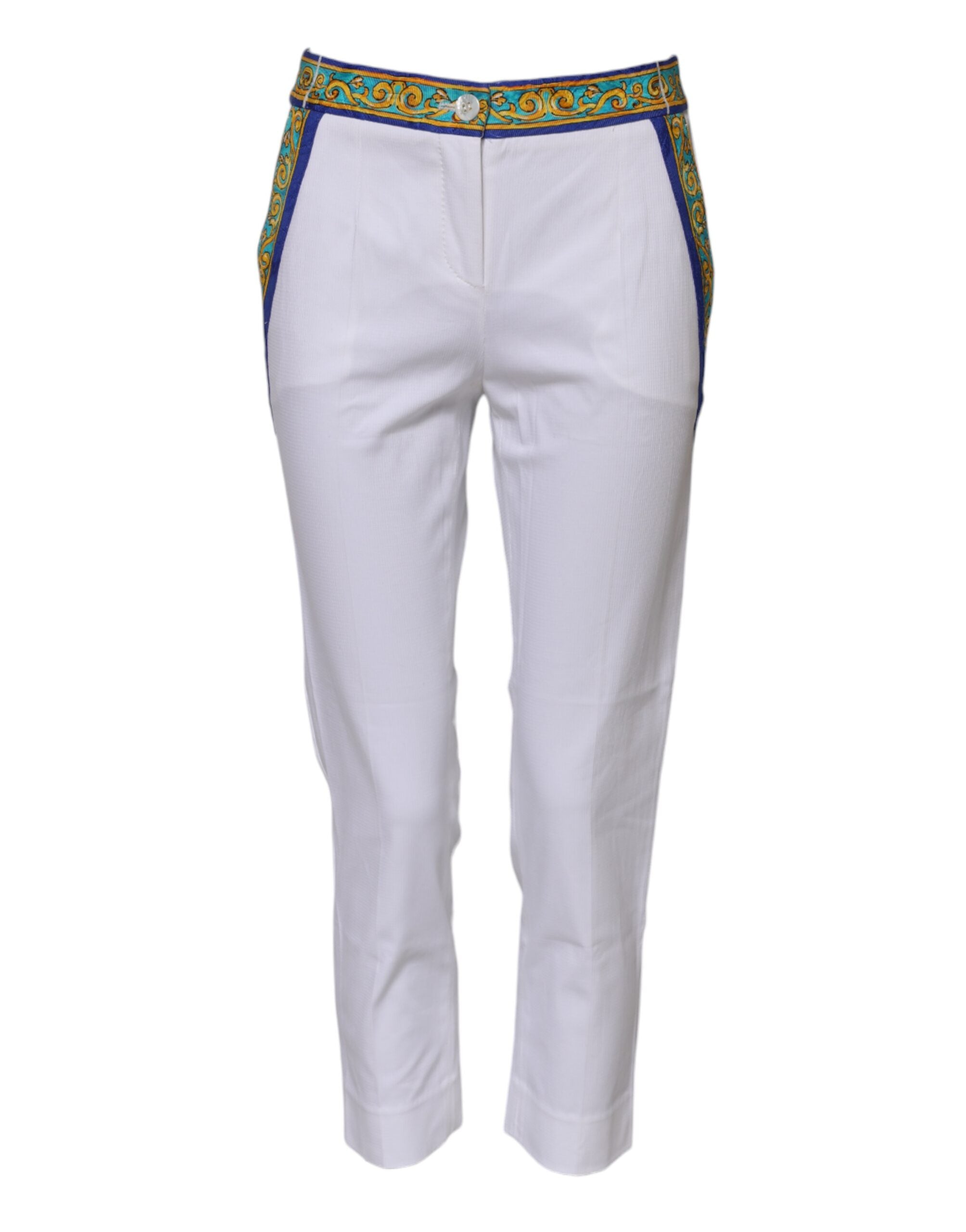 Dolce & Gabbana Weiße konisch zulaufende Hose aus Baumwolle mit mittlerer Taille-2