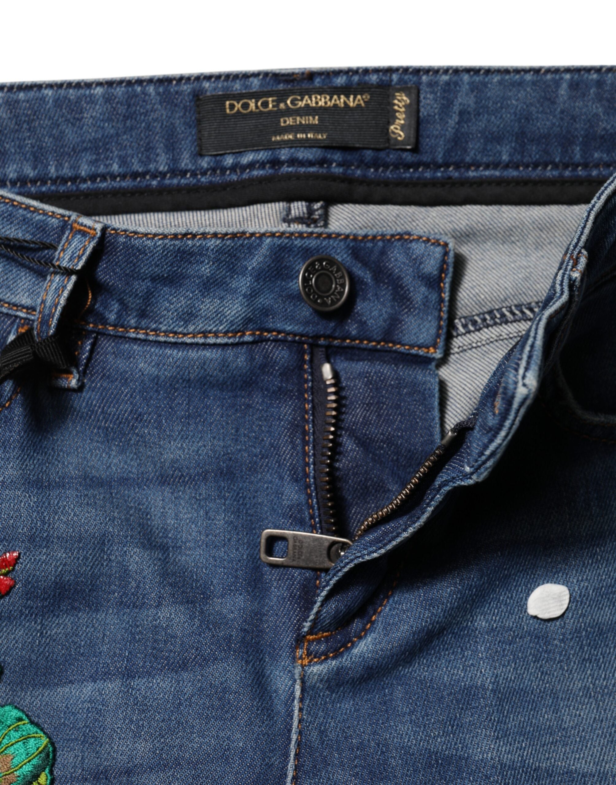 Dolce & Gabbana Blue Skinny Denim Jeans in Cotton with Mid Waist -4