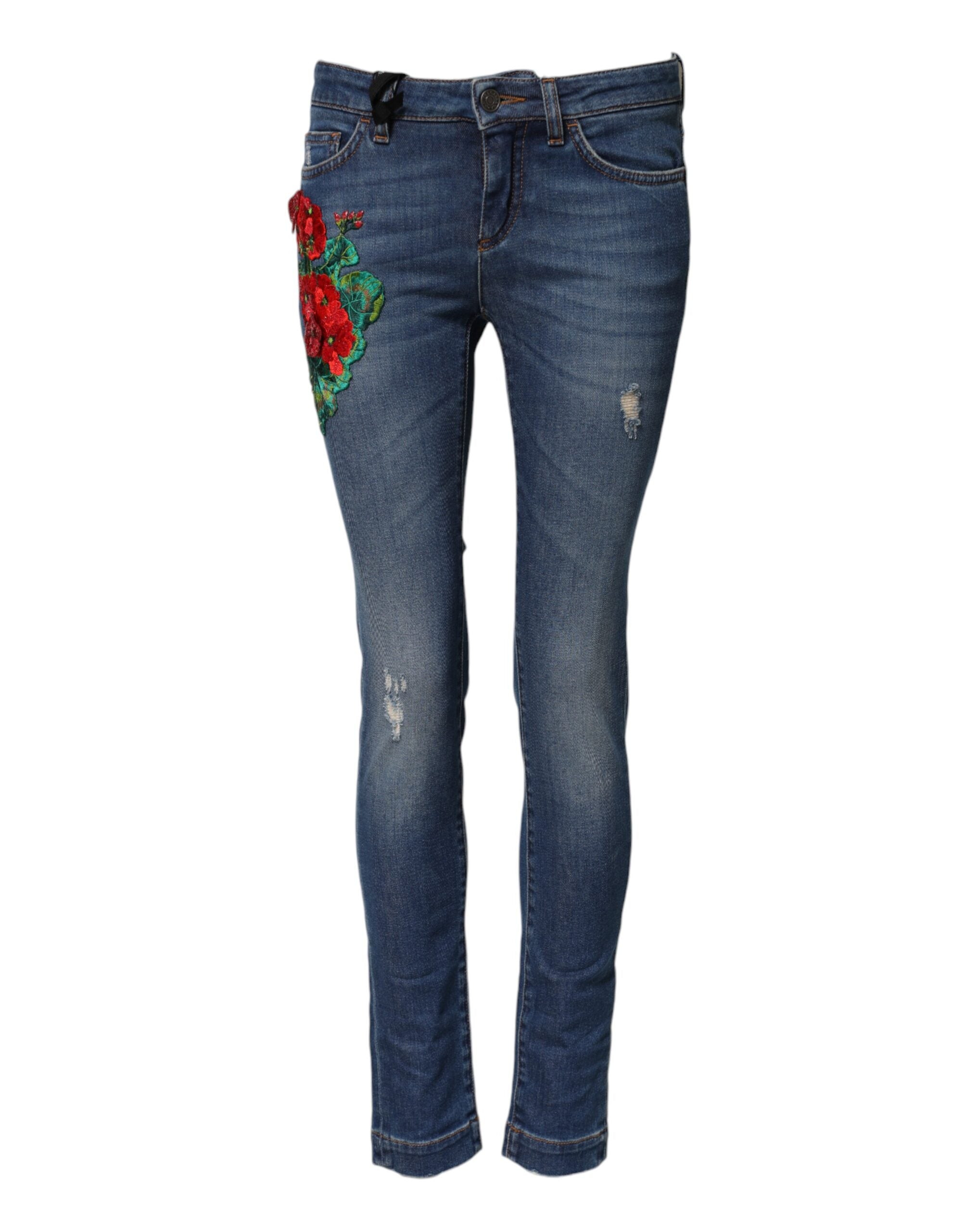 Dolce & Gabbana Blue Skinny Denim Jeans in Cotton with Mid Waist -2