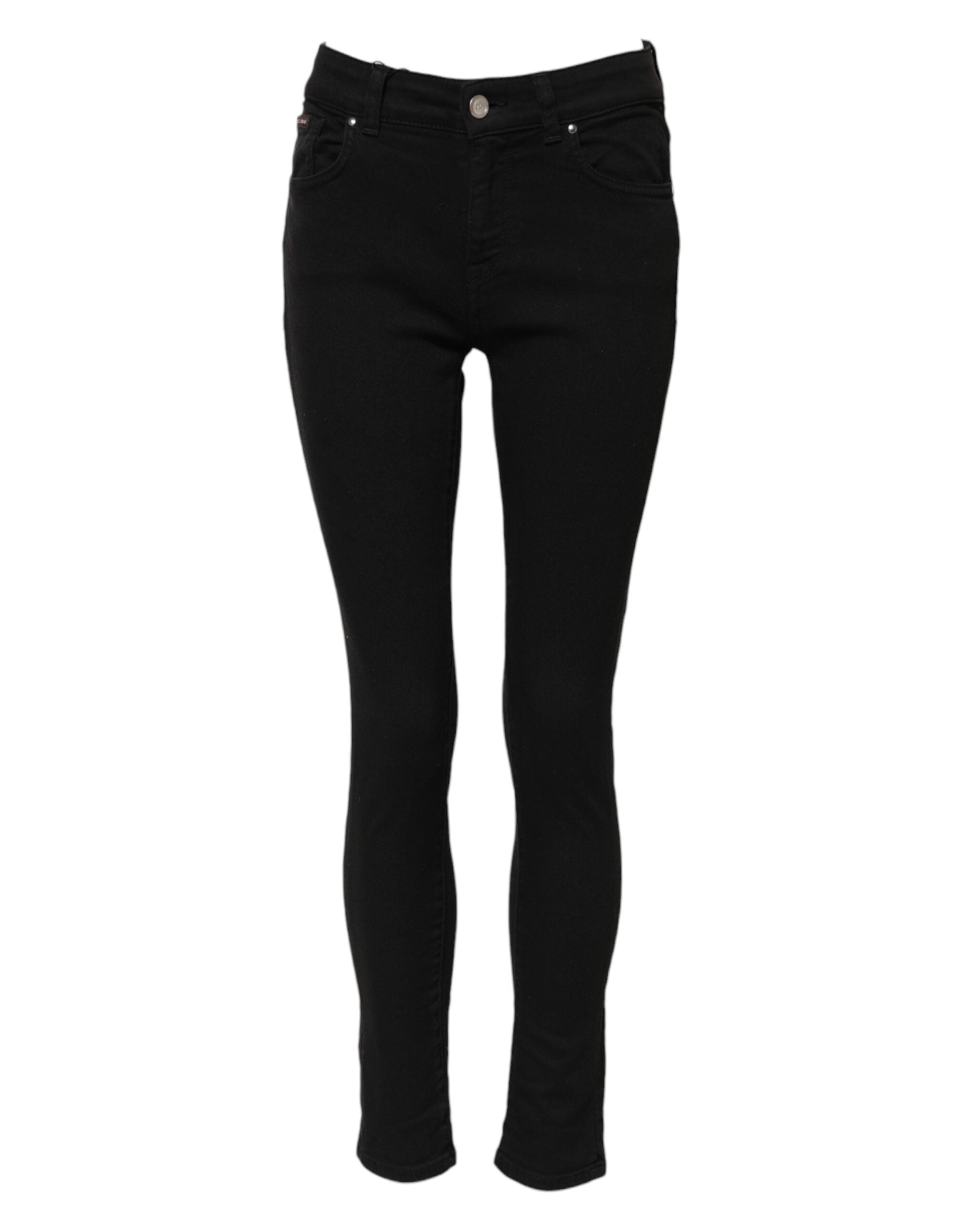 Dolce & Gabbana Schwarze Cotton Logo Skinny MidWaist Denim Jeans-2