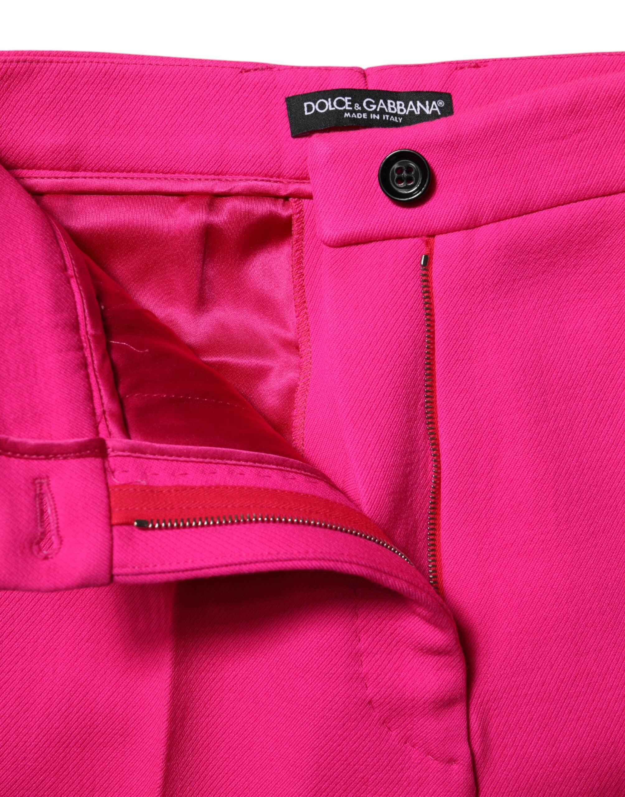 Dolce & Gabbana Fuchsia Pink High-waisted trousers with a narrow waistband -4