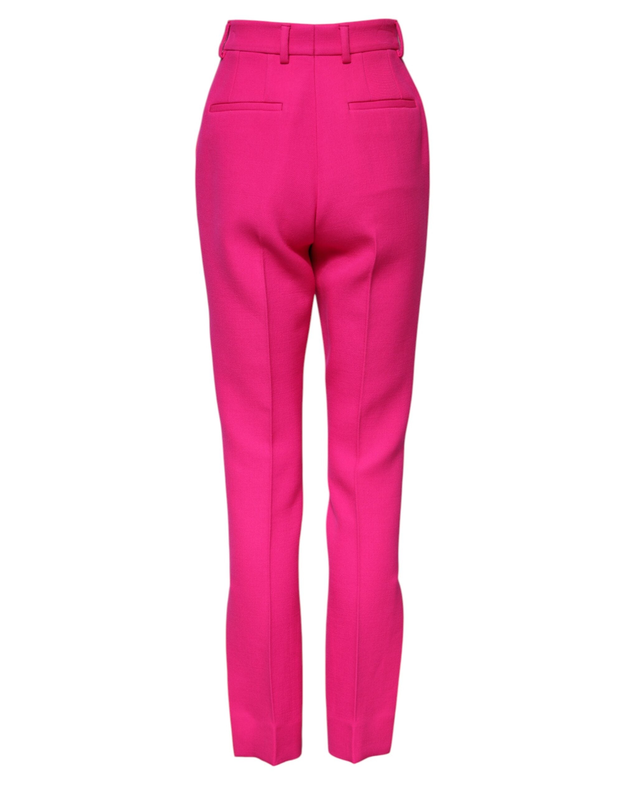 Dolce & Gabbana Fuchsia Pink High-waisted trousers with a narrow waistband -3