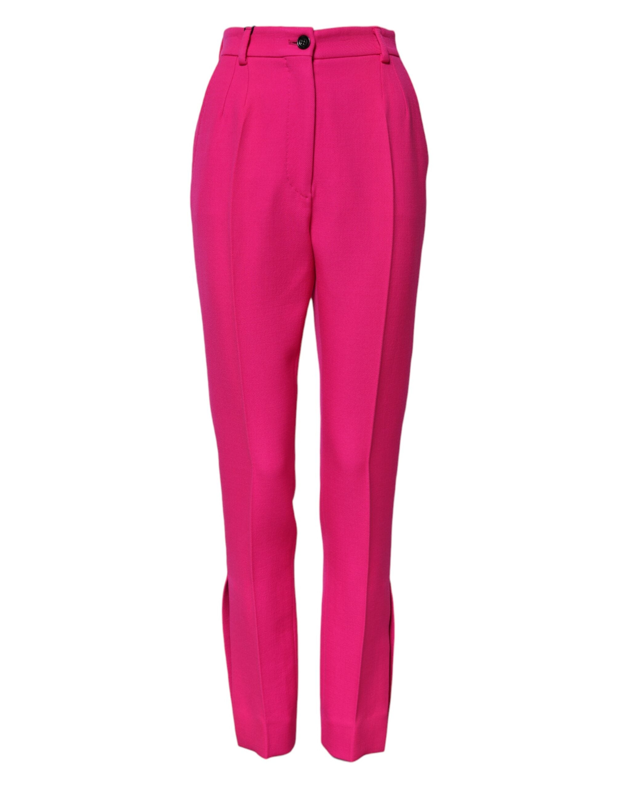 Dolce & Gabbana Fuchsia Pink High-waisted trousers with a narrow waistband -2