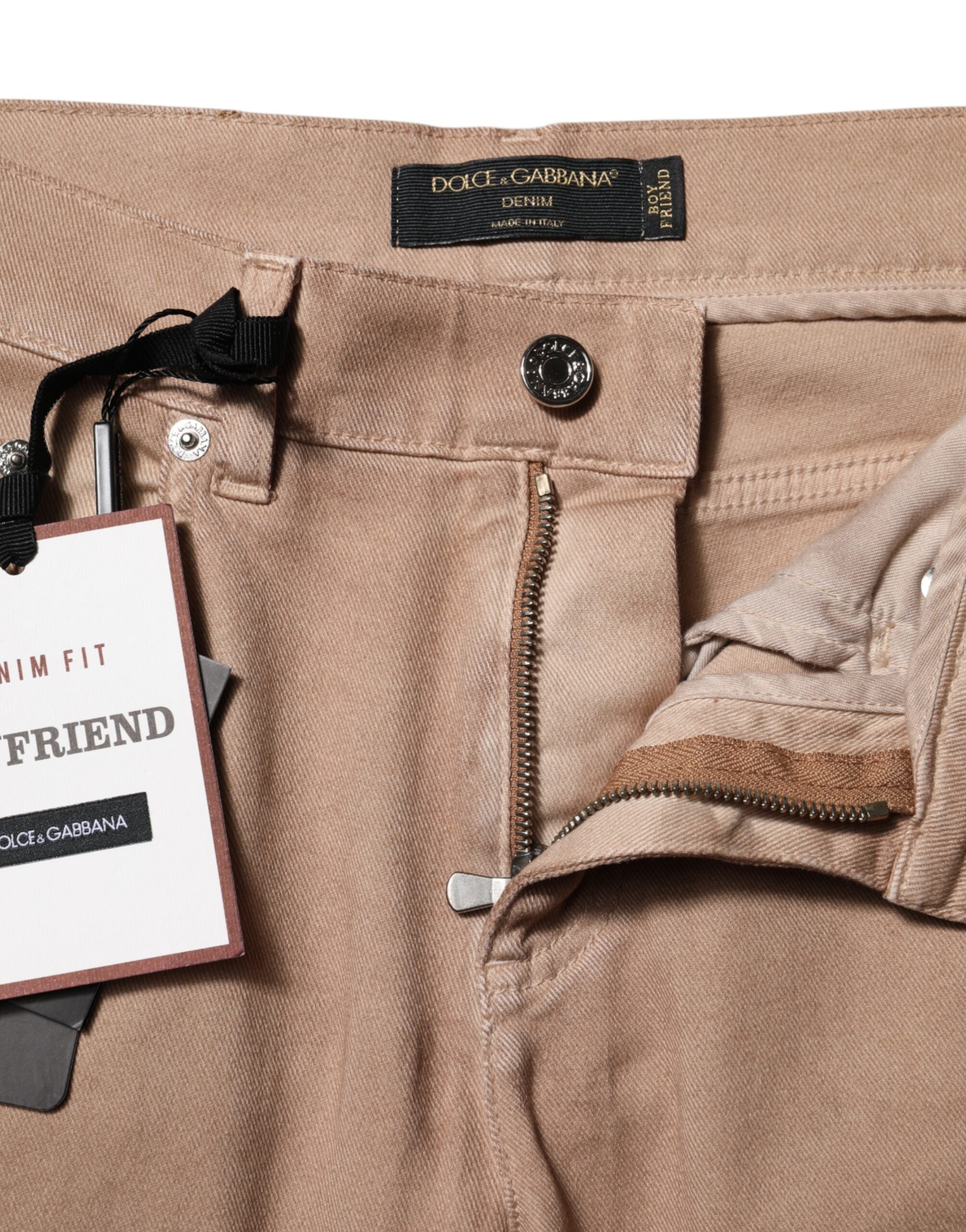 Dolce & Gabbana Brown Boyfriend Denim Trousers in Cotton Jeans -4