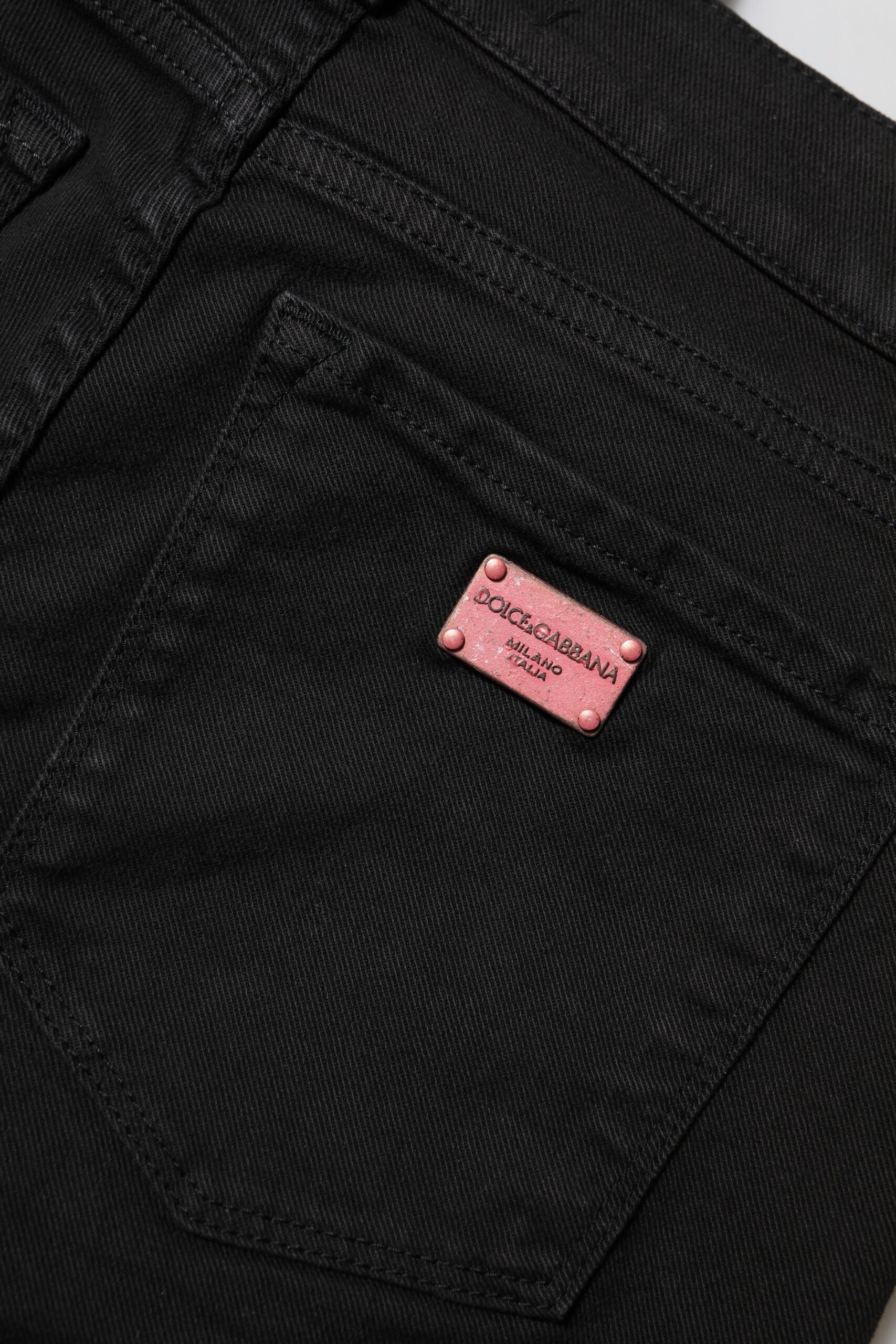 Vaqueros ajustados negros de Dolce & Gabbana en algodón con cintura media -5