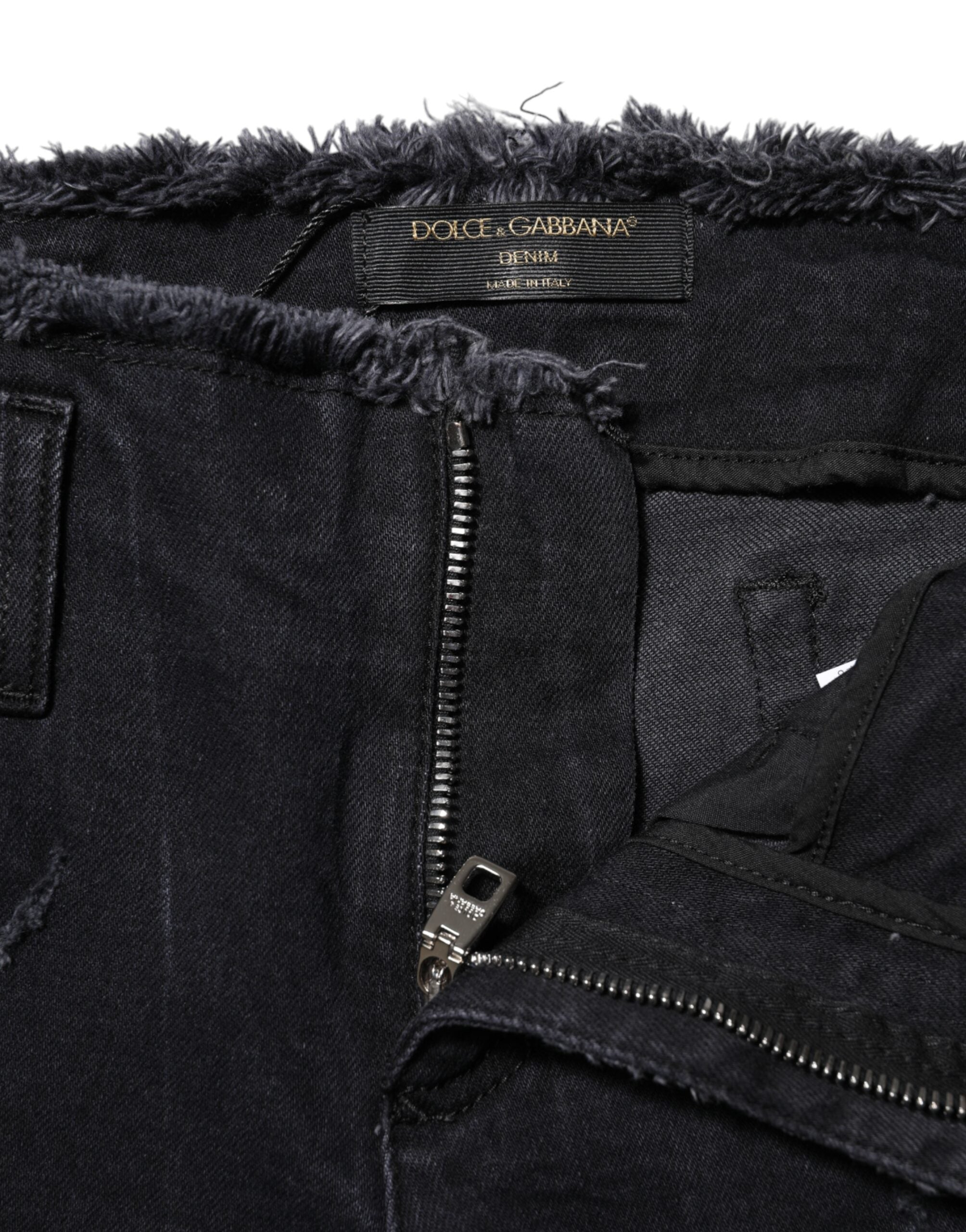 Dolce & Gabbana Schwarze zerfledderte Skinny Denim Jeans aus Baumwolle-4