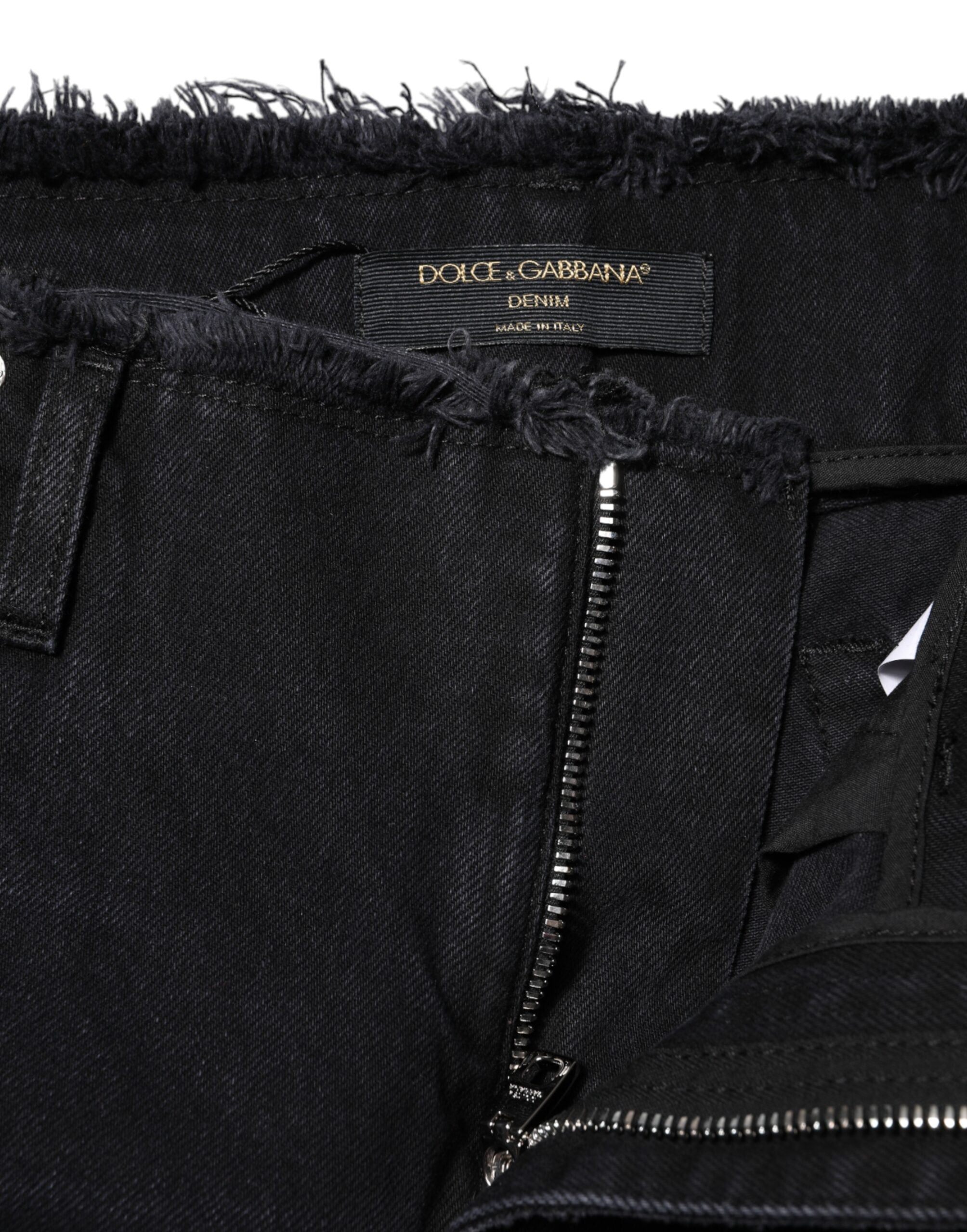 Dolce & Gabbana Black distressed mid-waisted denim jeans in cotton -4