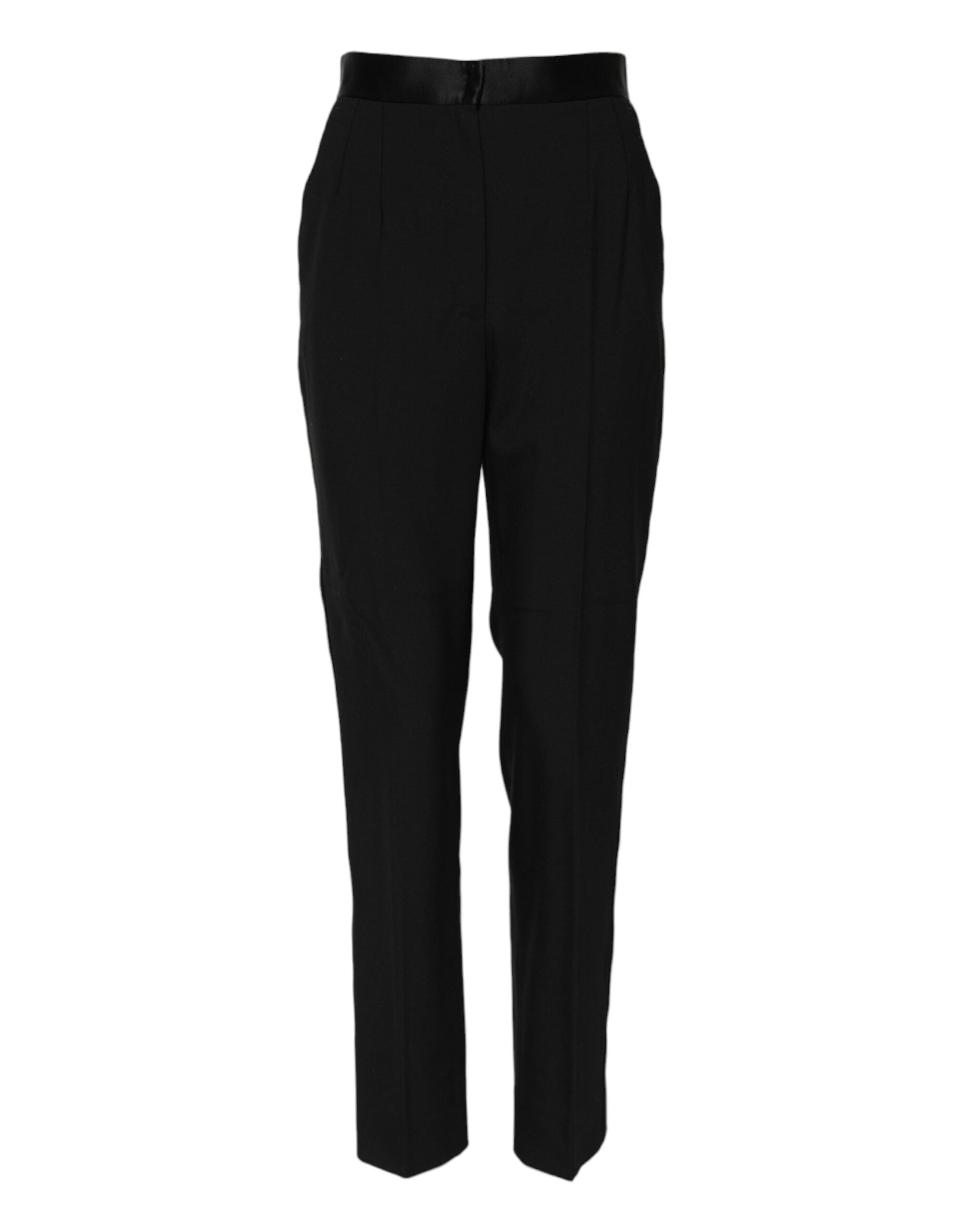 Dolce & Gabbana Schwarze konisch zulaufende Hose aus Wolle mit hoher Taille-2