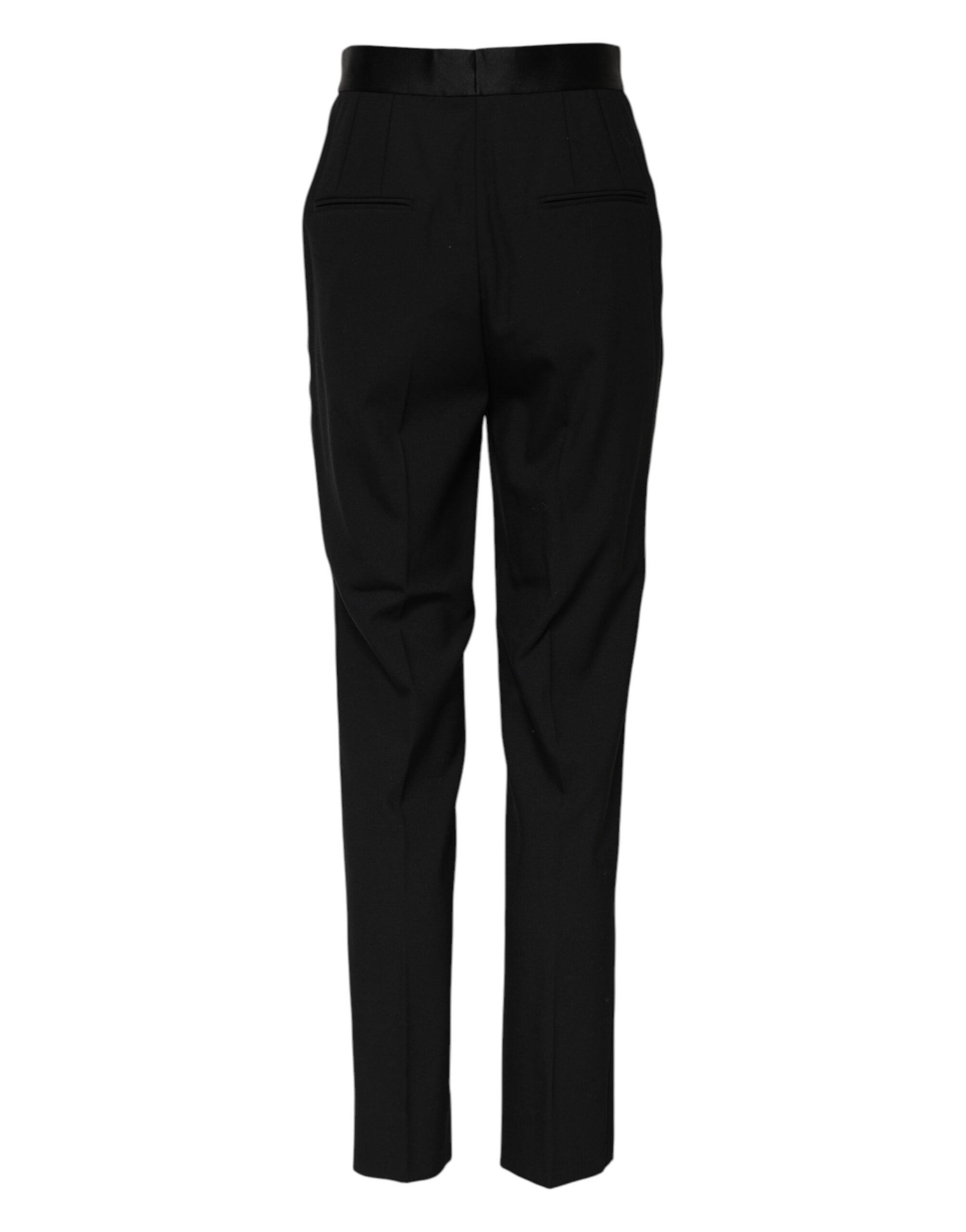 Dolce & Gabbana Schwarze konisch zulaufende Hose aus Wolle mit hoher Taille-3