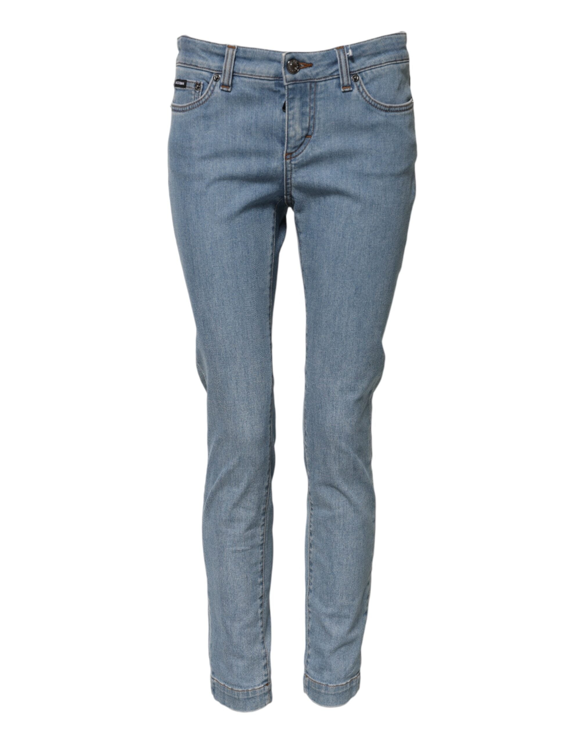 Dolce & Gabbana Blaue Baumwolle PRETTY MidWaist Skinny Denim Jeans-2