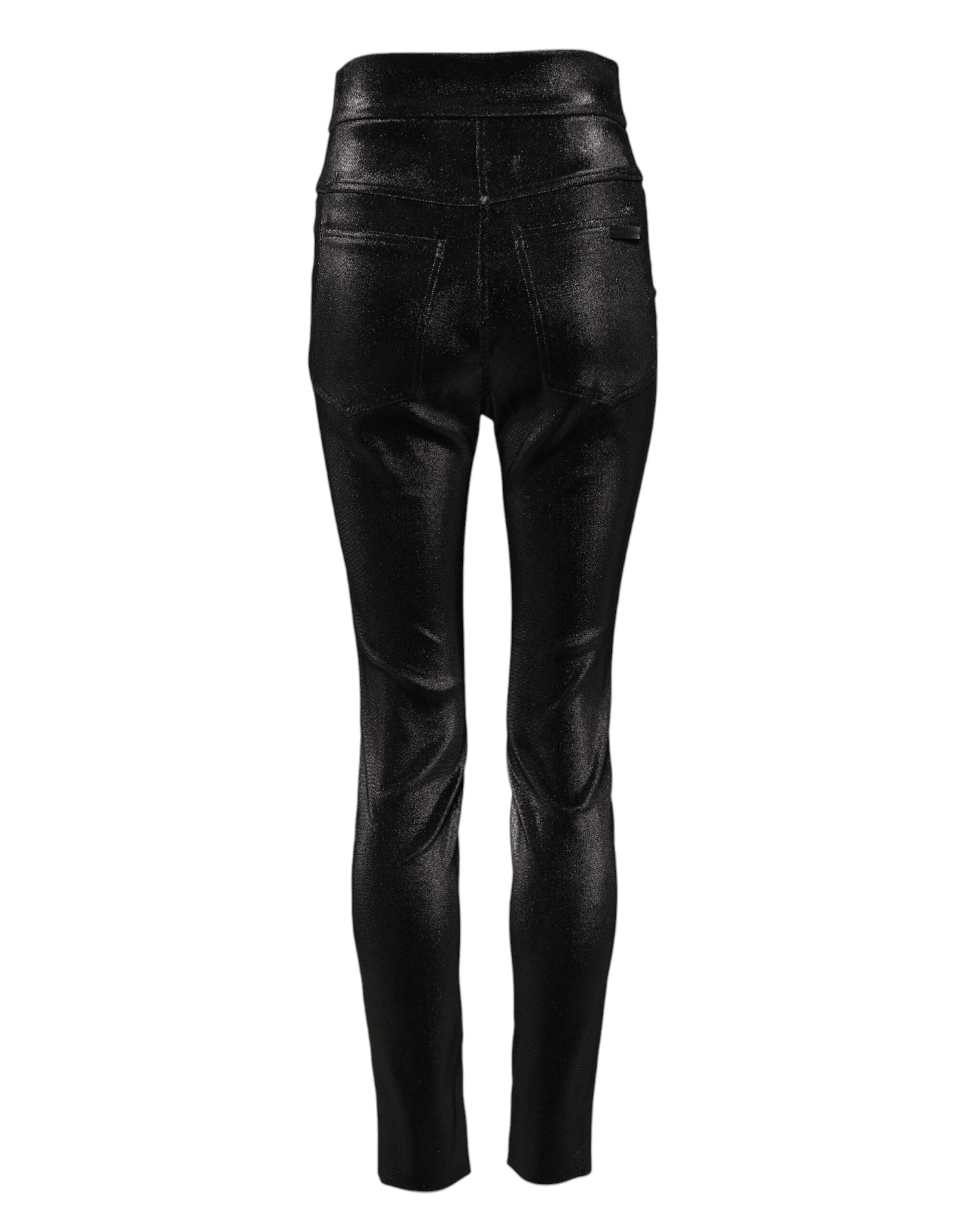 Dolce & Gabbana Black Cotton Stretch Lurex Thread Skinny Trousers -3