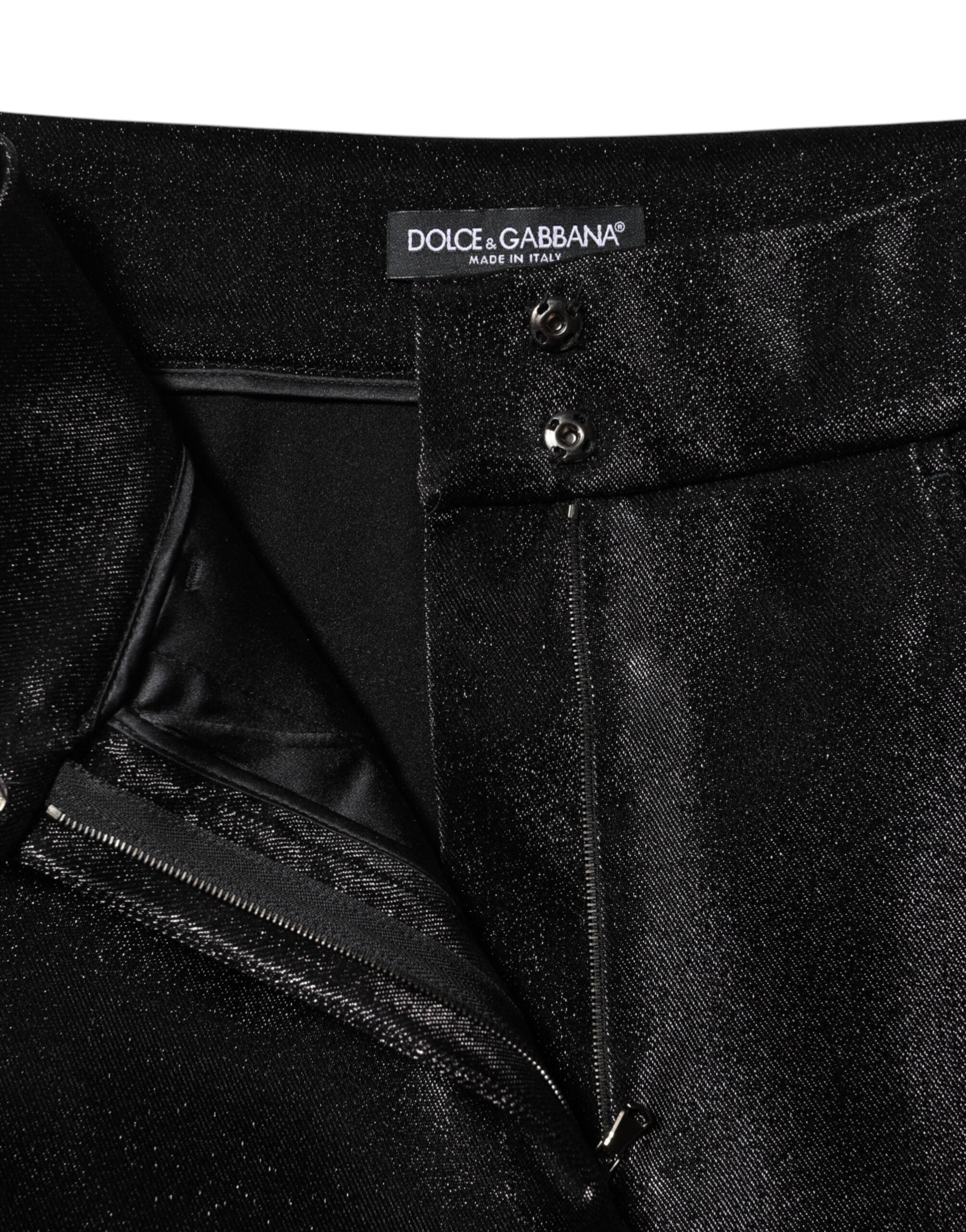 Dolce & Gabbana Black Cotton Stretch Lurex Thread Skinny Trousers -4