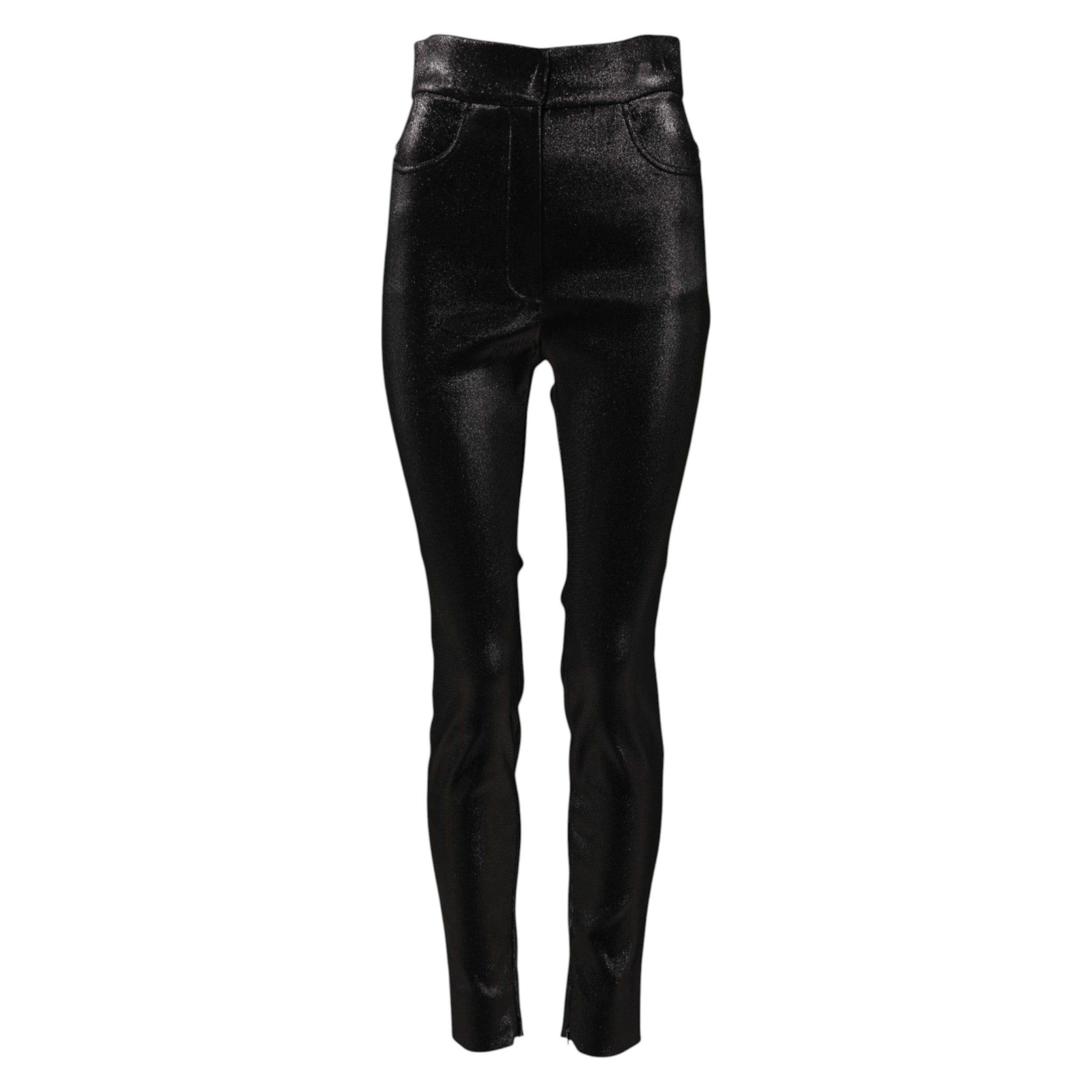 Dolce & Gabbana Black Cotton Stretch Lurex Thread Skinny Trousers -5