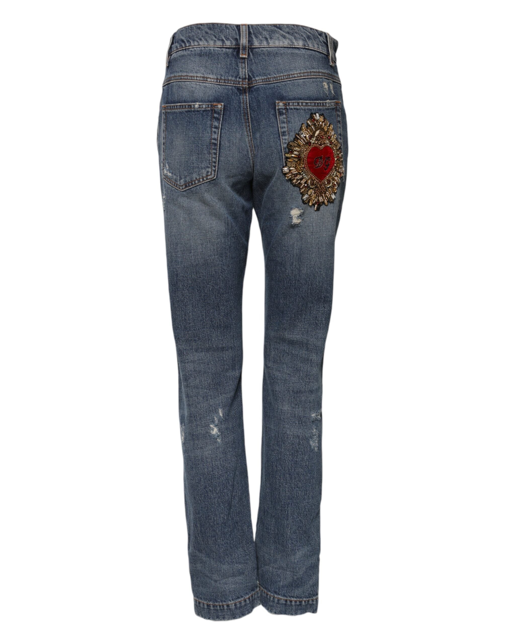 Dolce & Gabbana Blue Boyfriend Jeans in ripped denim -3