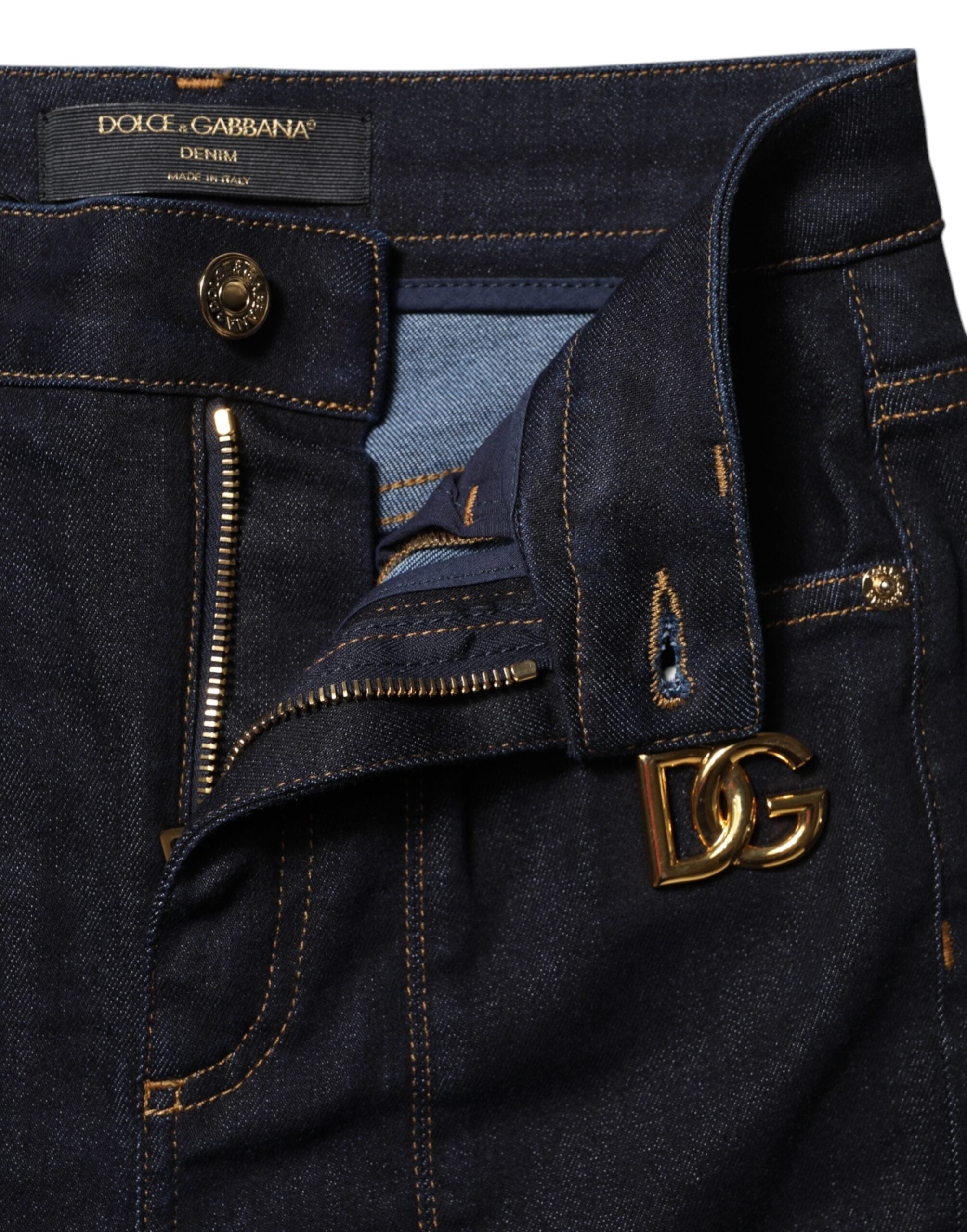 Dolce & Gabbana Blue Cotton Skinny Denim High Waisted Jeans -4