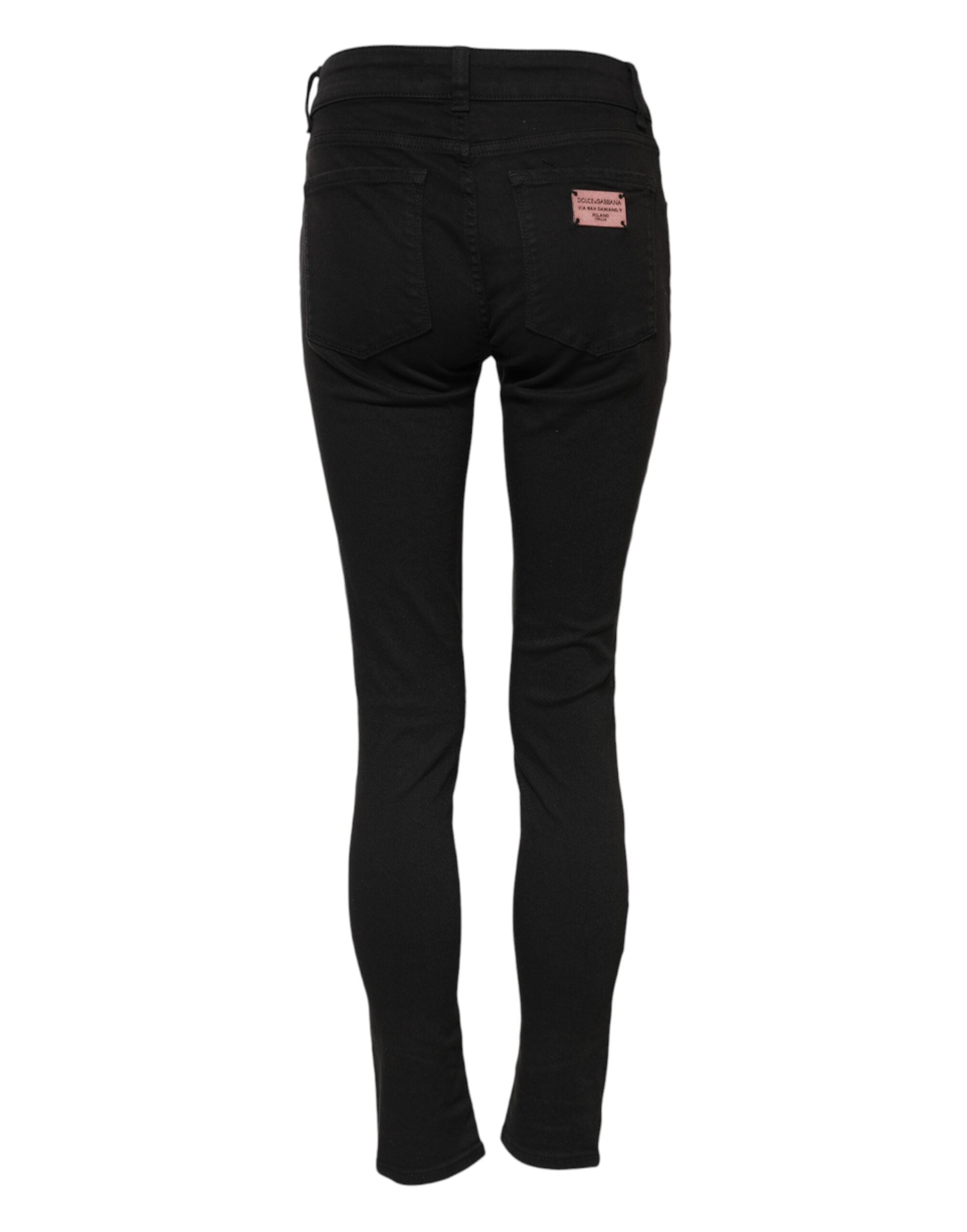 Dolce & Gabbana Schwarze Skinny Denim-Jeans aus Baumwolle mit mittlerer Taille-3