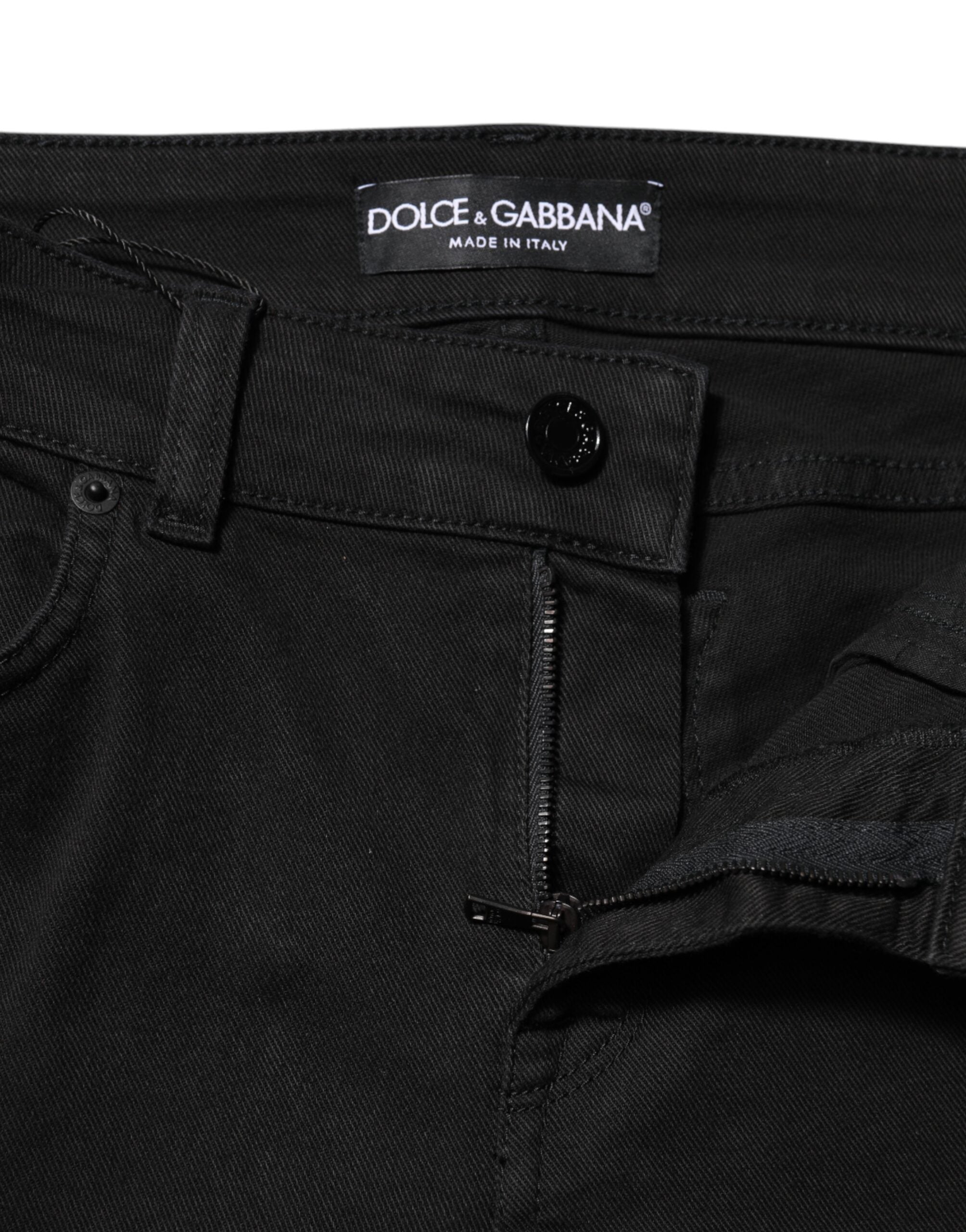 Dolce & Gabbana Schwarze Skinny Denim-Jeans aus Baumwolle mit mittlerer Taille-4