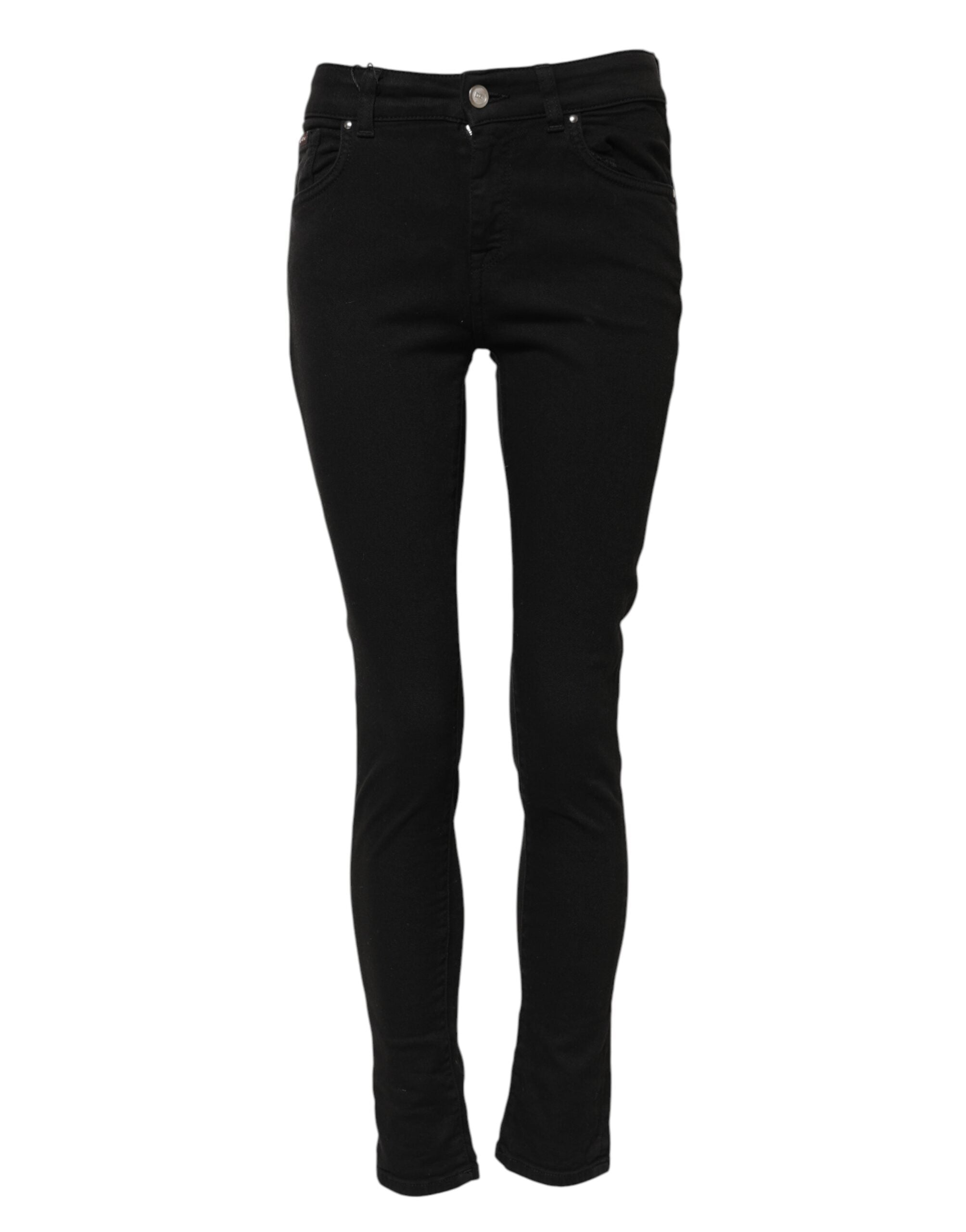 Dolce & Gabbana Schwarze Skinny Denim-Jeans aus Baumwolle mit mittlerer Taille-2