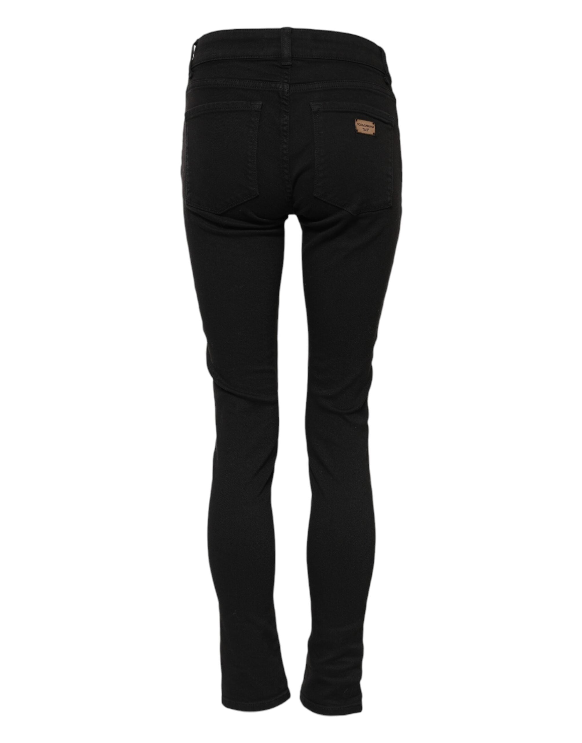 Dolce & Gabbana Schwarze Skinny Denim-Jeans aus Baumwolle mit mittlerer Taille-3