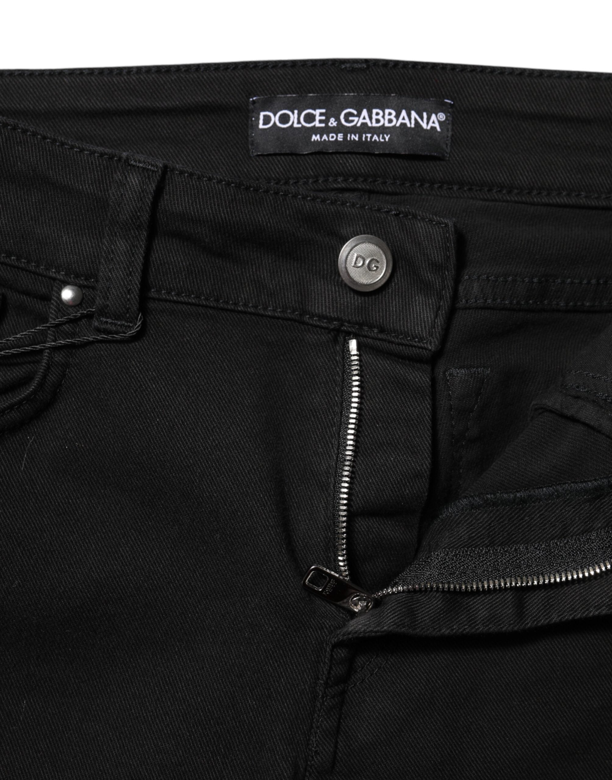 Dolce & Gabbana Schwarze Skinny Denim-Jeans aus Baumwolle mit mittlerer Taille-4
